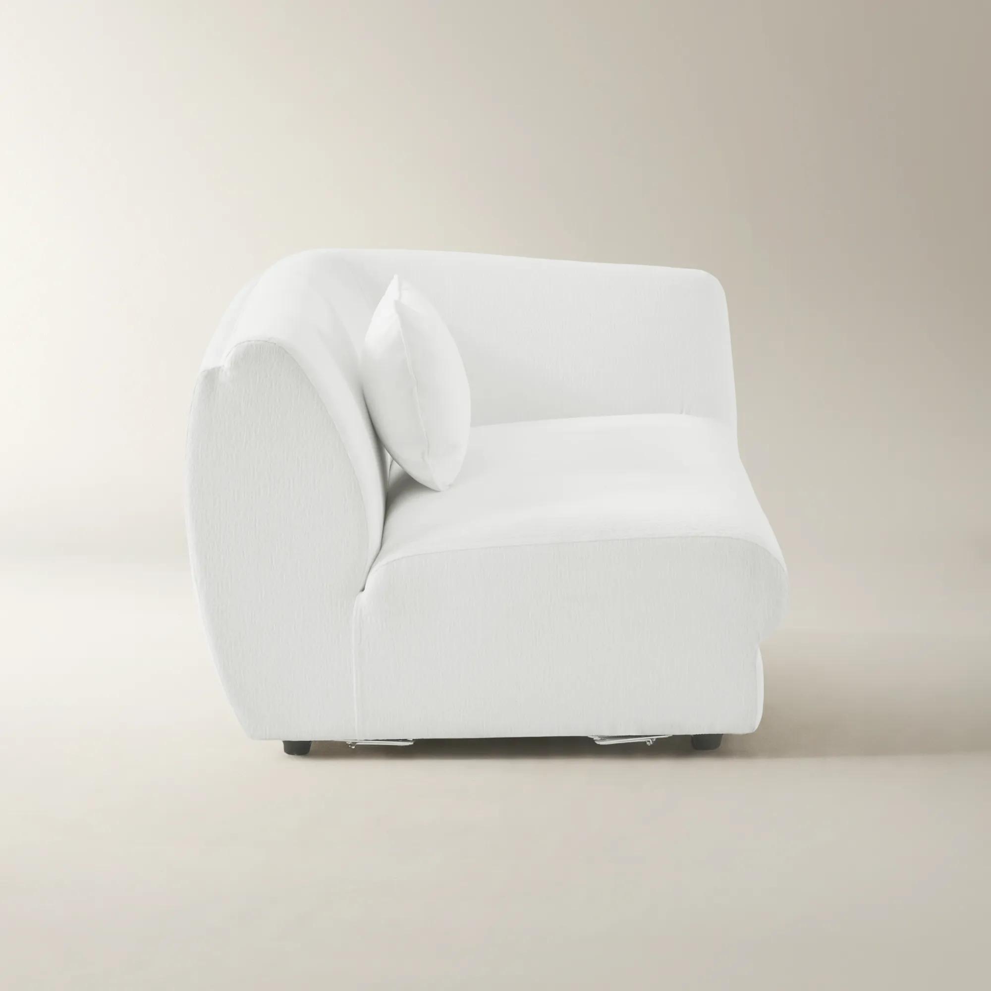 Curvia White Performance Chenille Indoor/Outdoor Right-Arm Chair