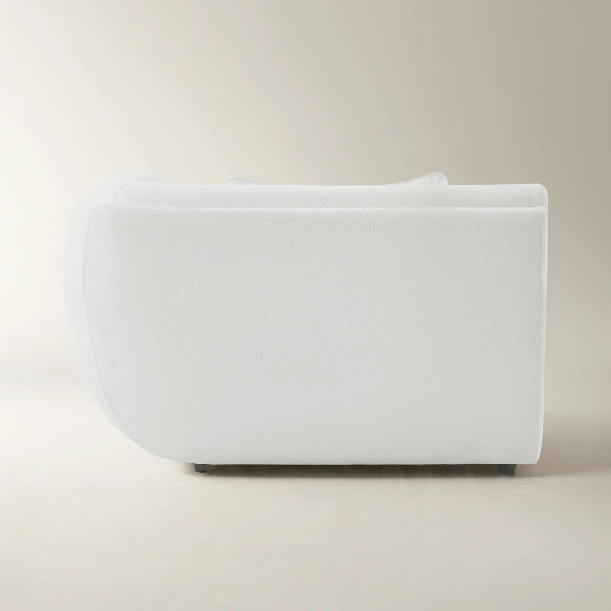 Curvia White Performance Chenille Indoor/Outdoor Right-Arm Chair