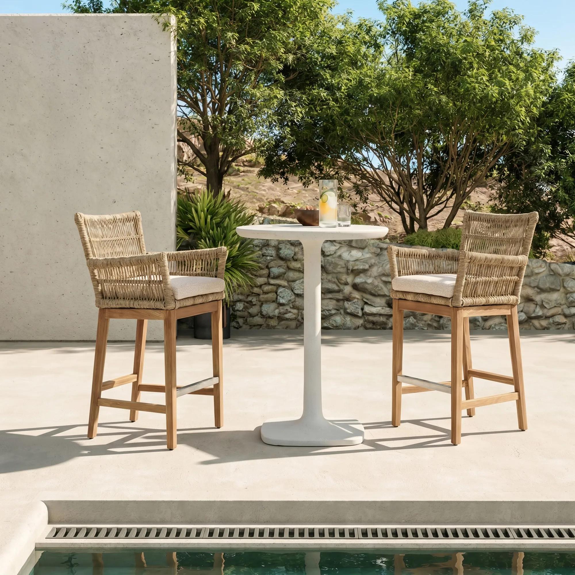 Paulina Outdoor Round Counter Table (31") - White