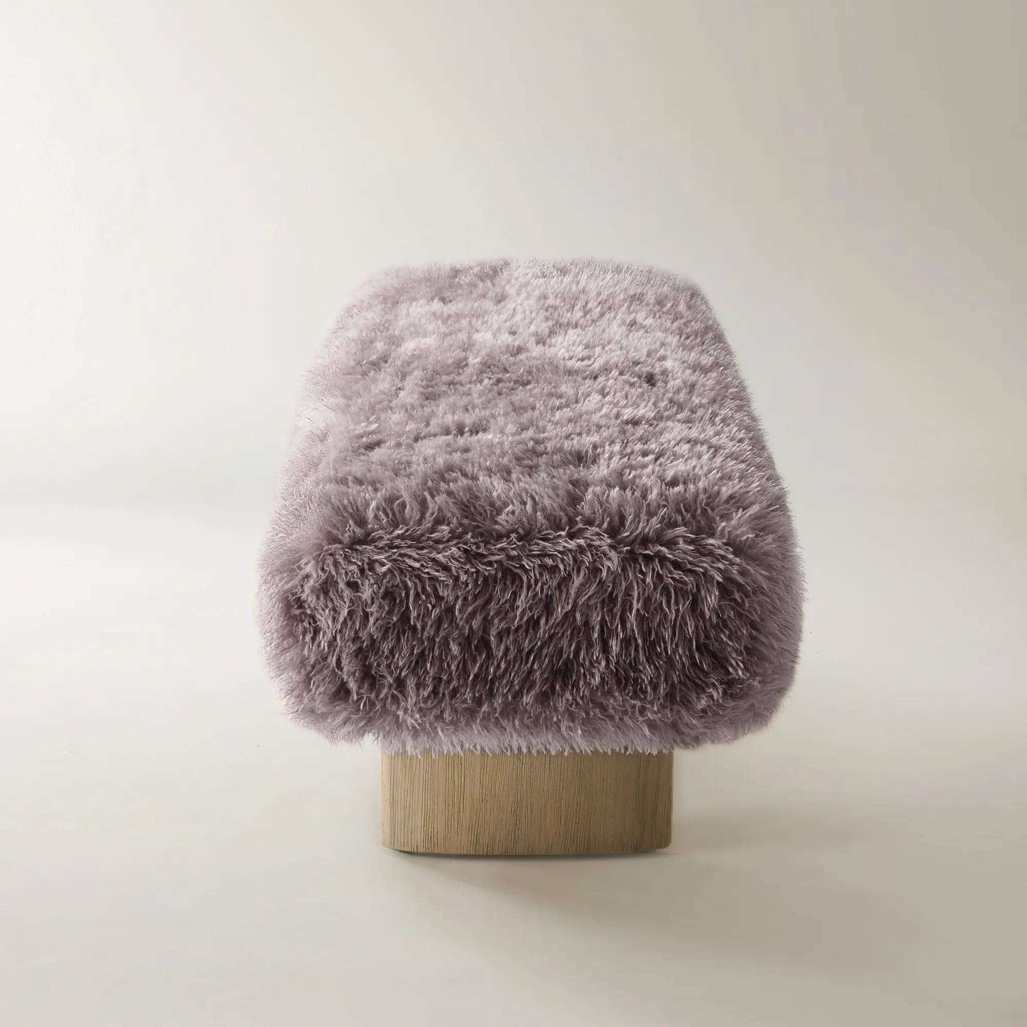 Micah Plum Truffle Faux Fur Bench (62")