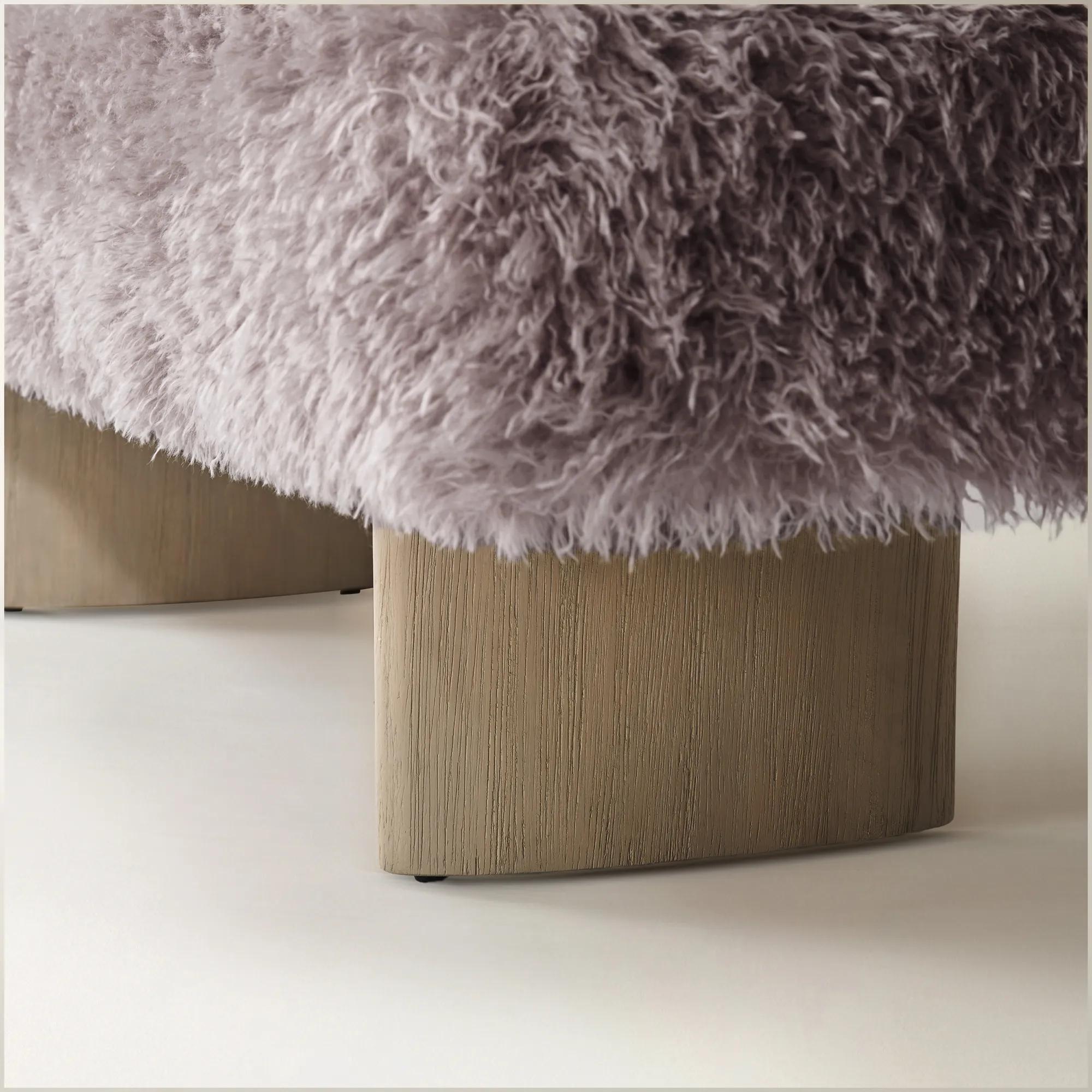 Micah Plum Truffle Faux Fur Bench (62")