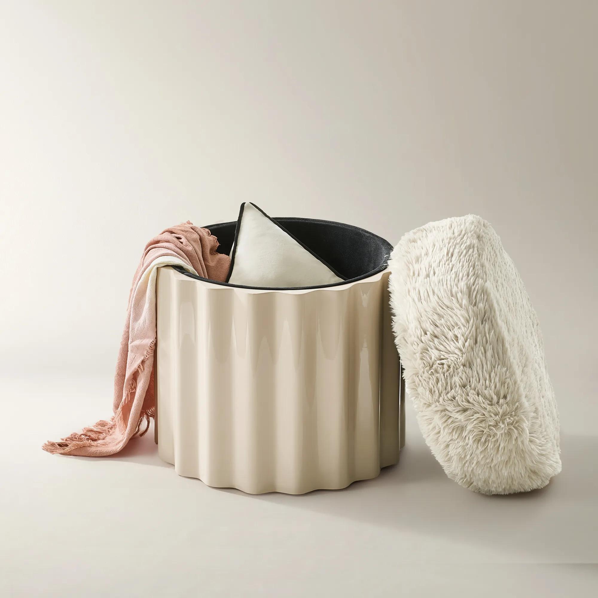 Nia Lacquered Storage Stool - Turtle Dove