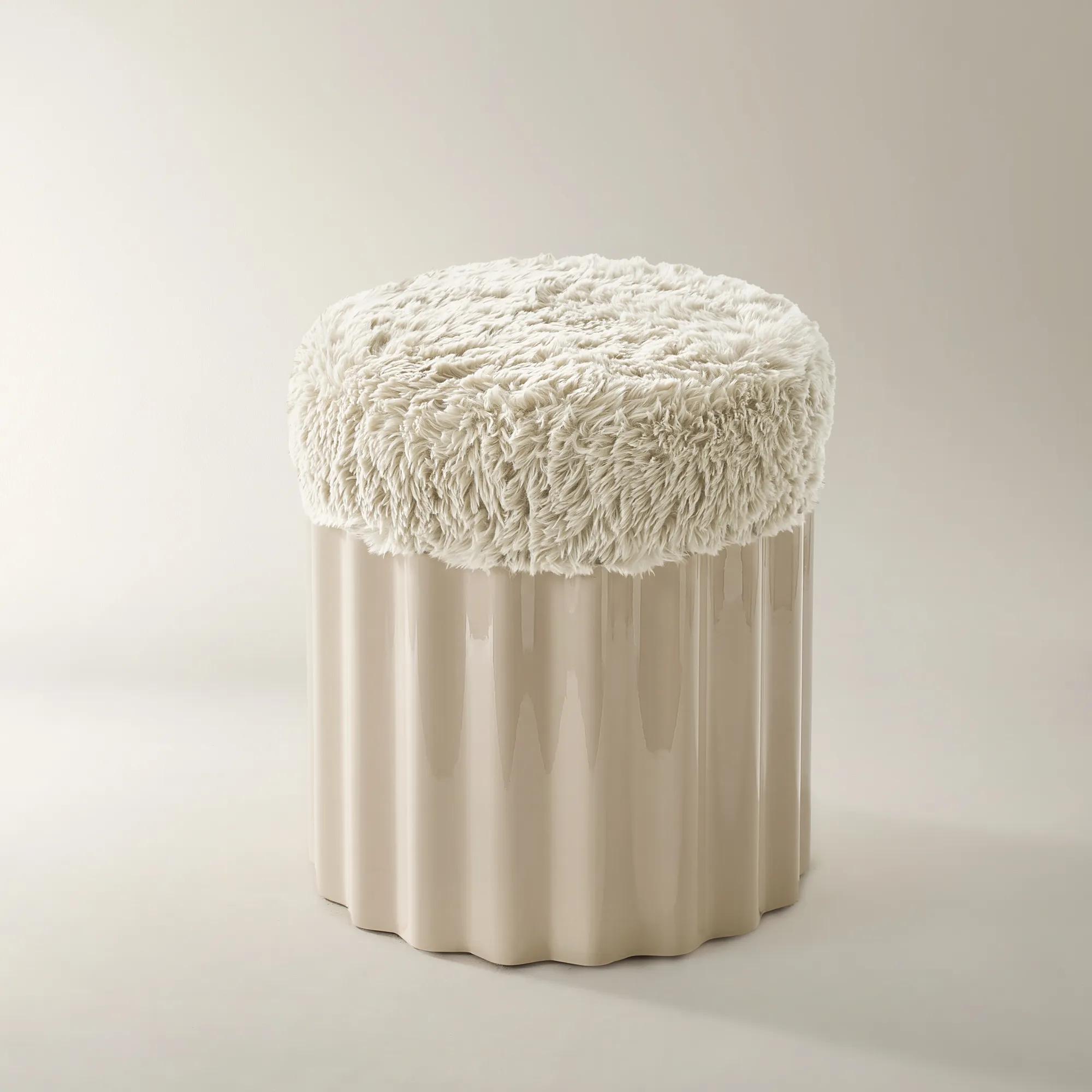 Nia Lacquered Storage Stool - Turtle Dove