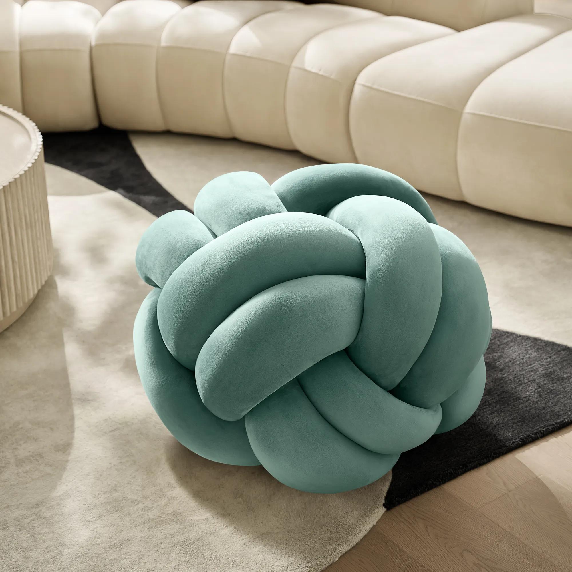 Loopie Ocean Teal Velvet Stool (34.5")
