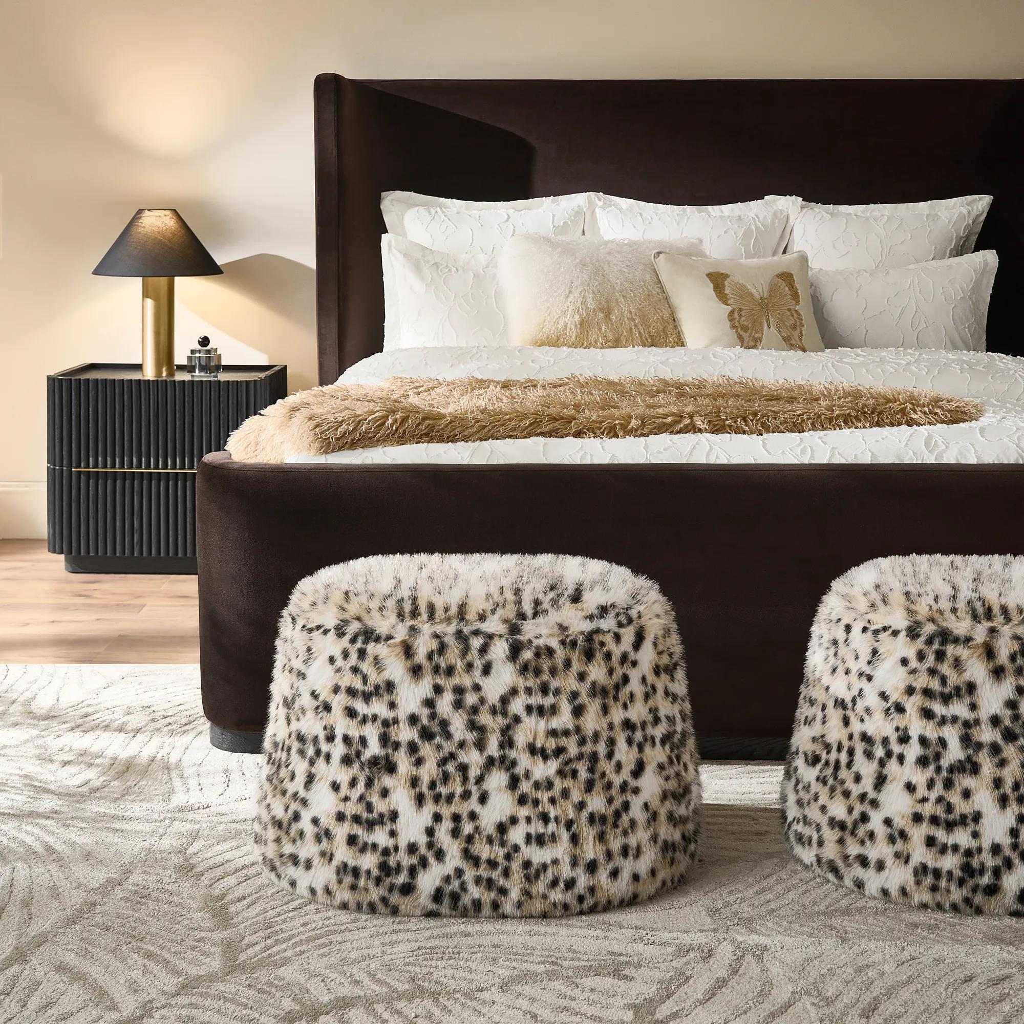 Avery Spotted Faux Fur Stool