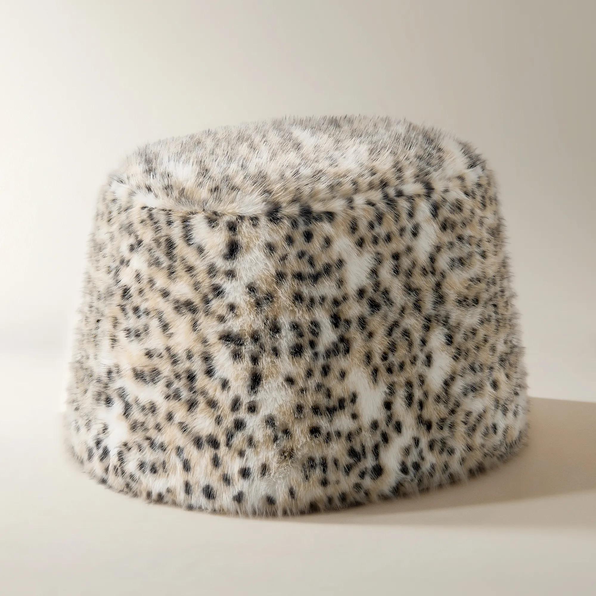 Avery Spotted Faux Fur Stool