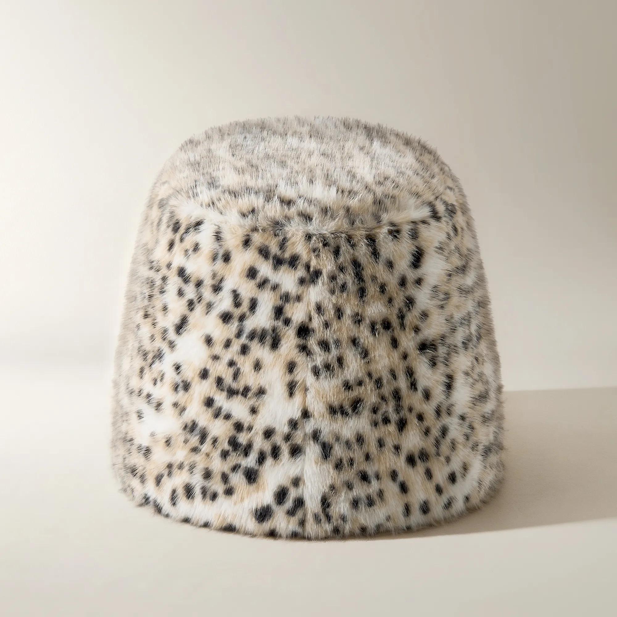 Avery Spotted Faux Fur Stool