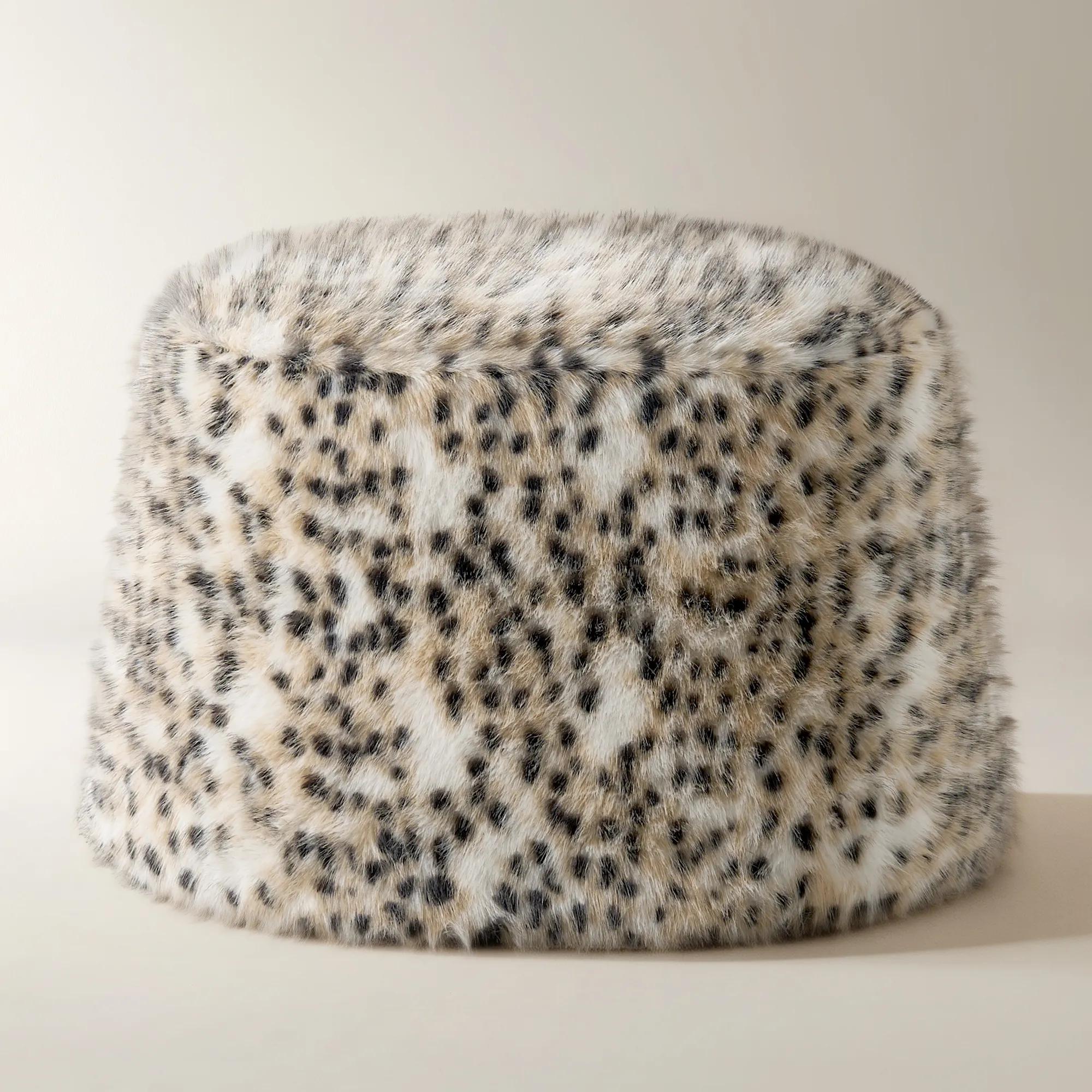 Avery Spotted Faux Fur Stool