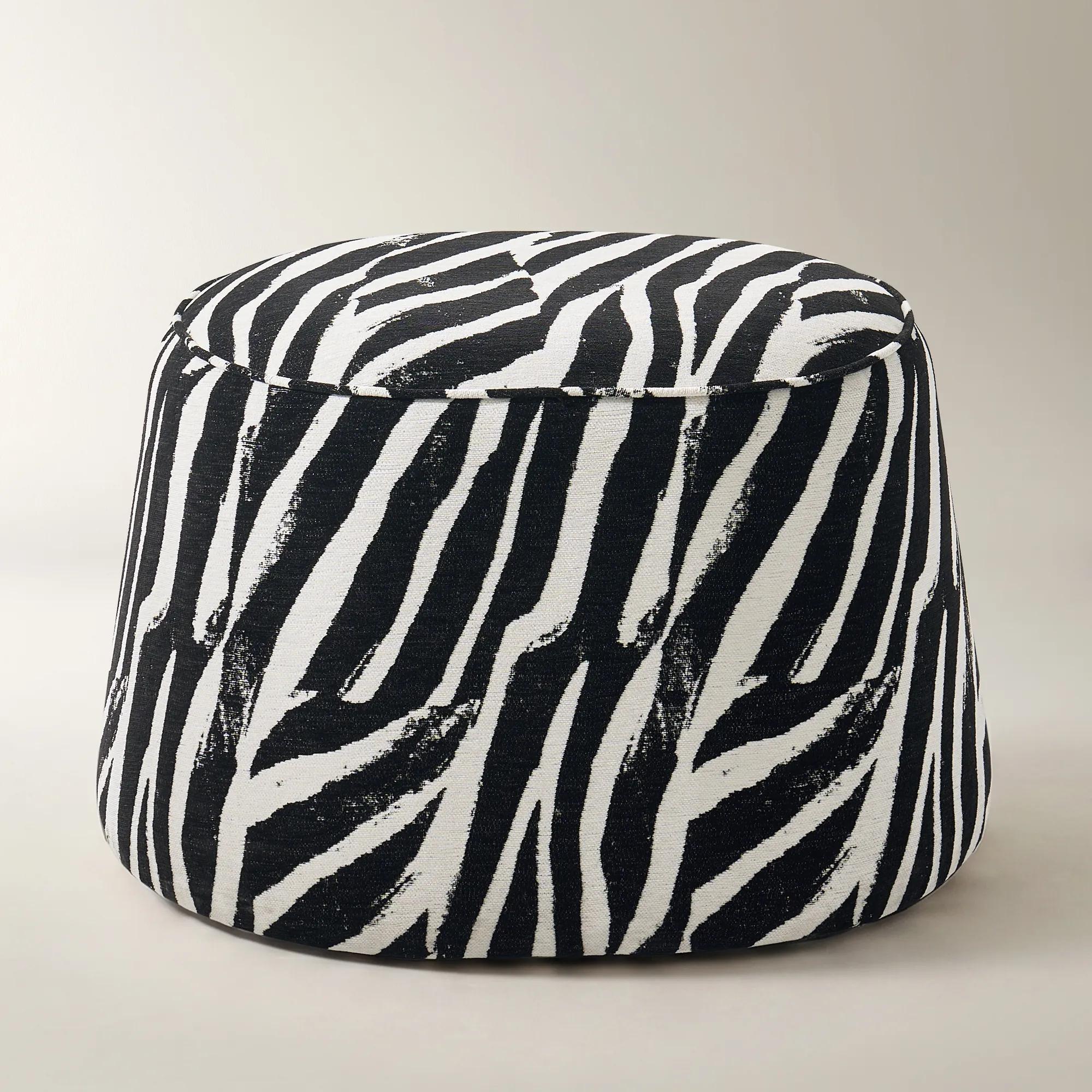 Avery White/Black Performance Chenille Stool
