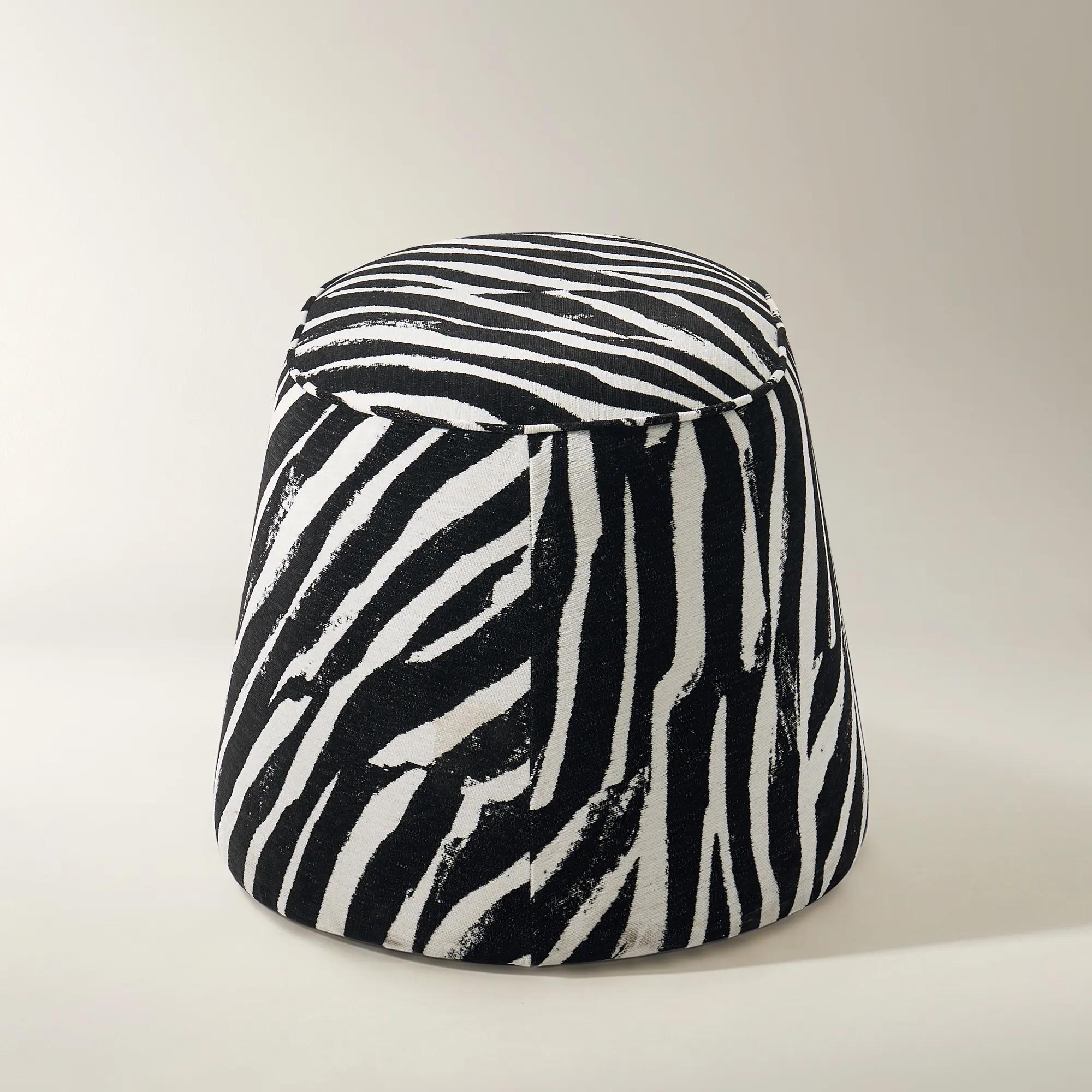 Avery White/Black Performance Chenille Stool