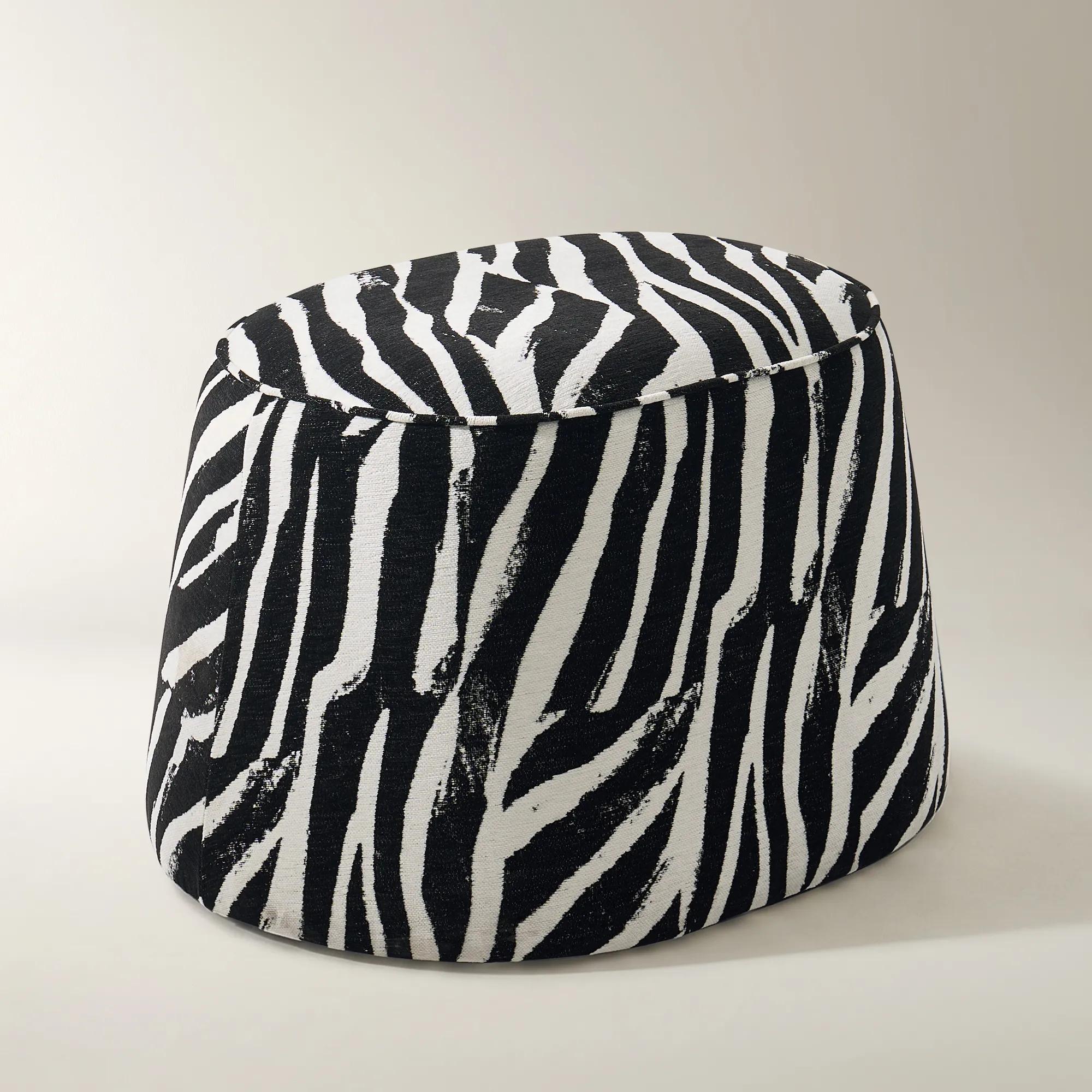 Avery White/Black Performance Chenille Stool