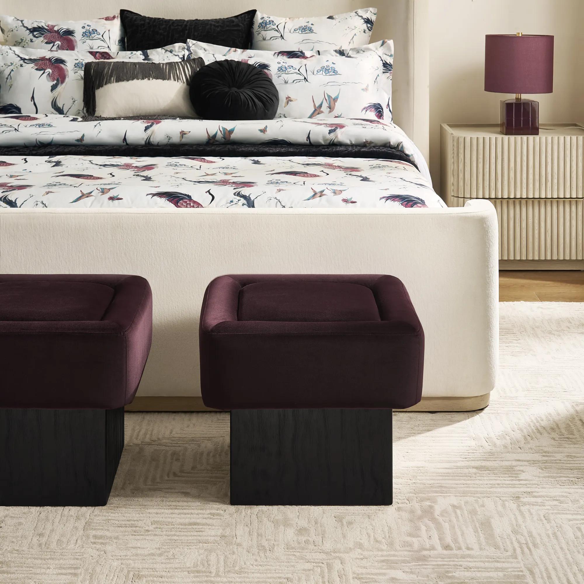 Reims Fig Velvet Stool