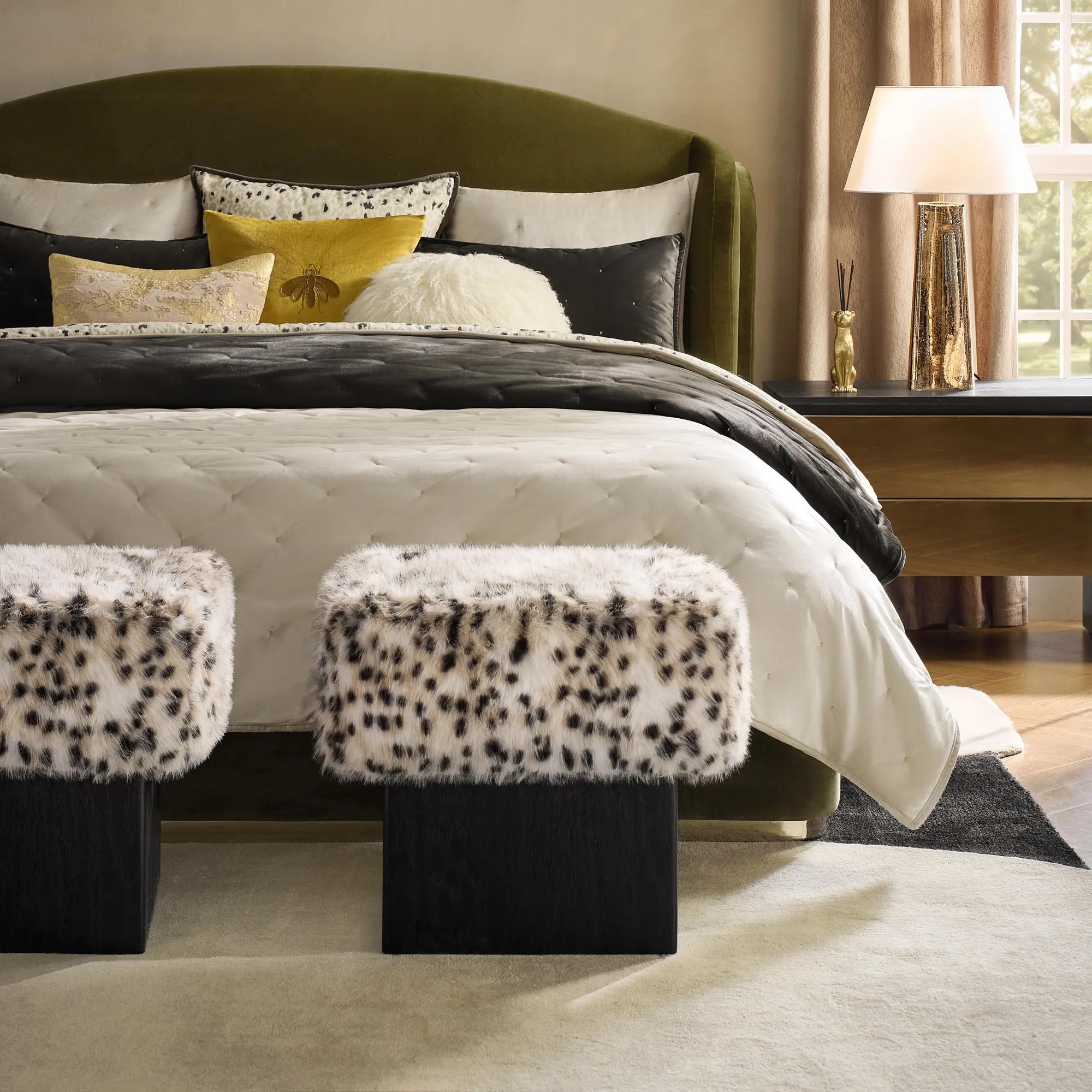 Reims Spotted Faux Fur Stool