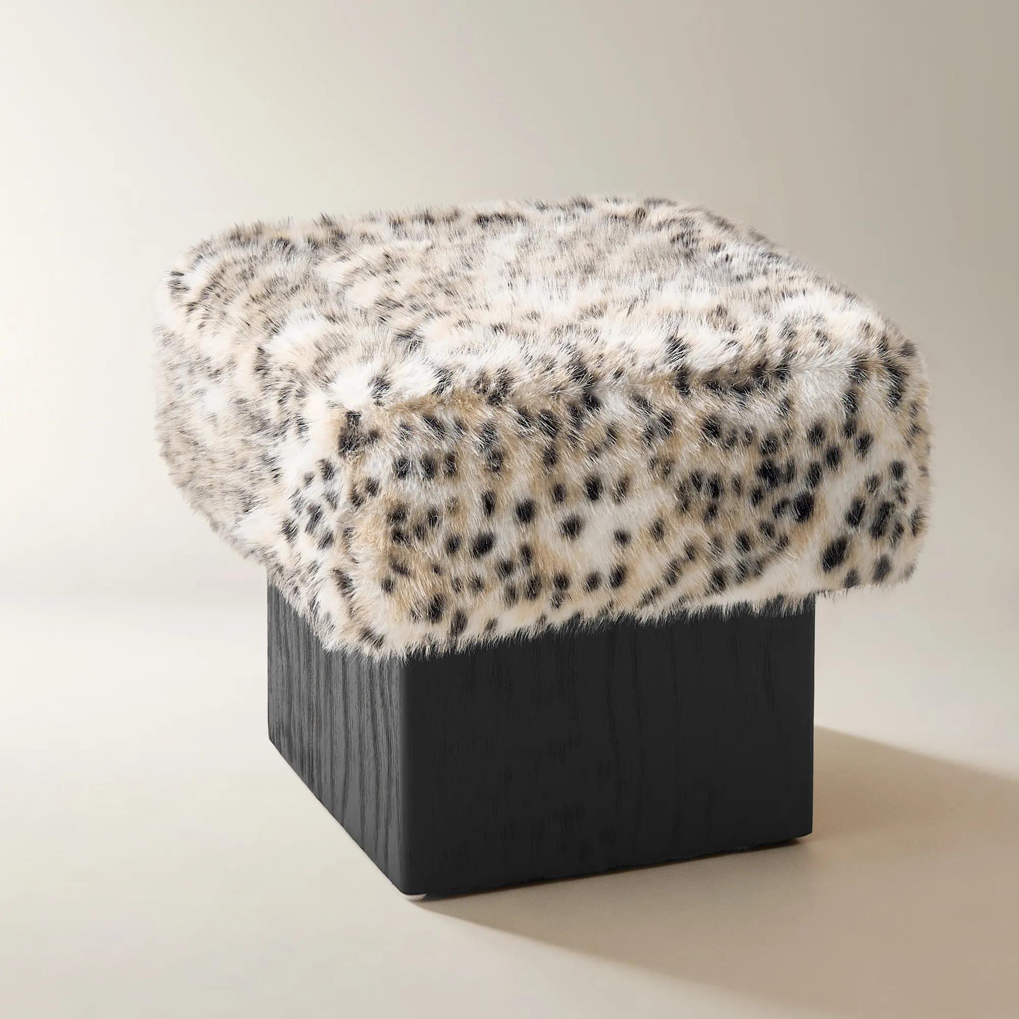 Reims Spotted Faux Fur Stool