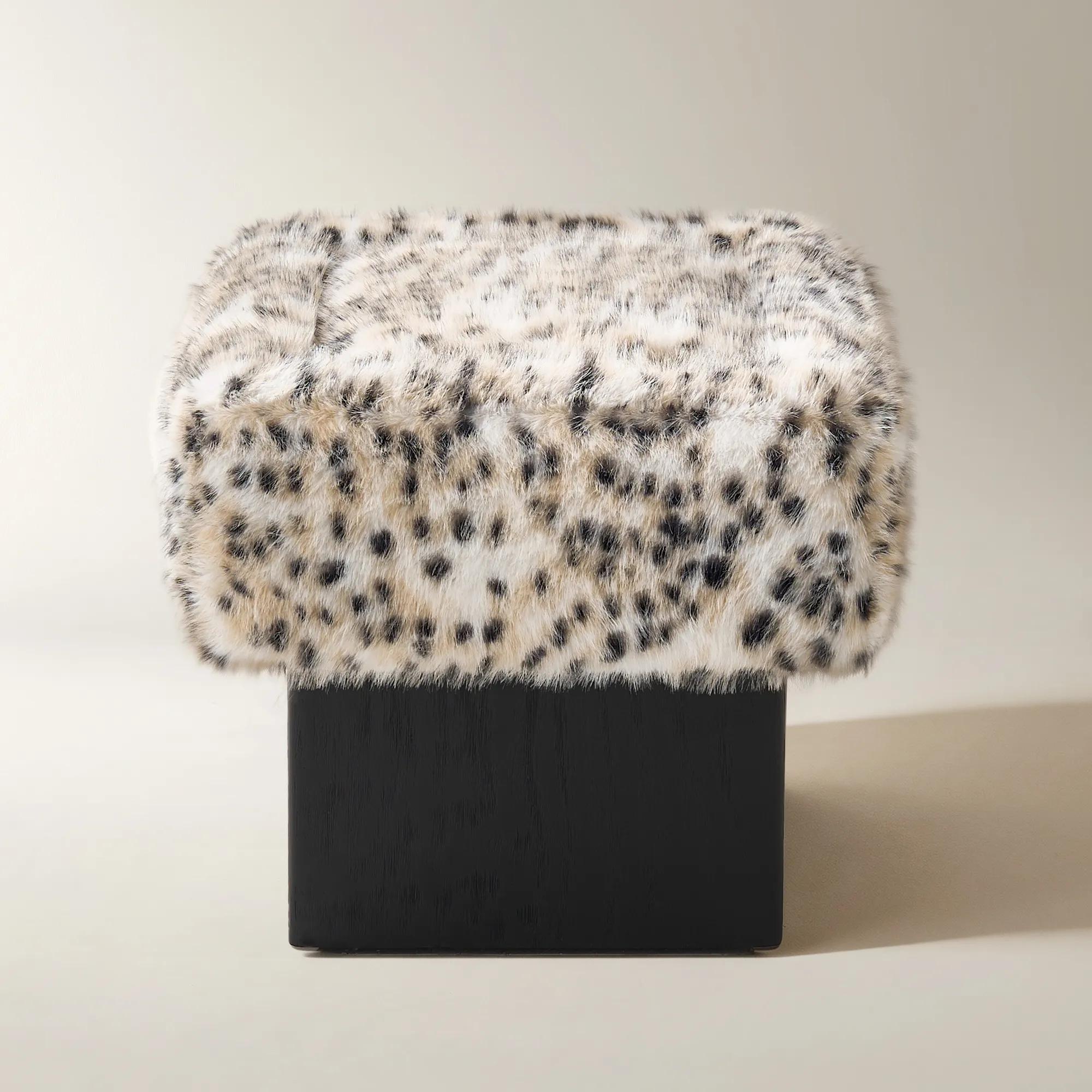 Reims Spotted Faux Fur Stool