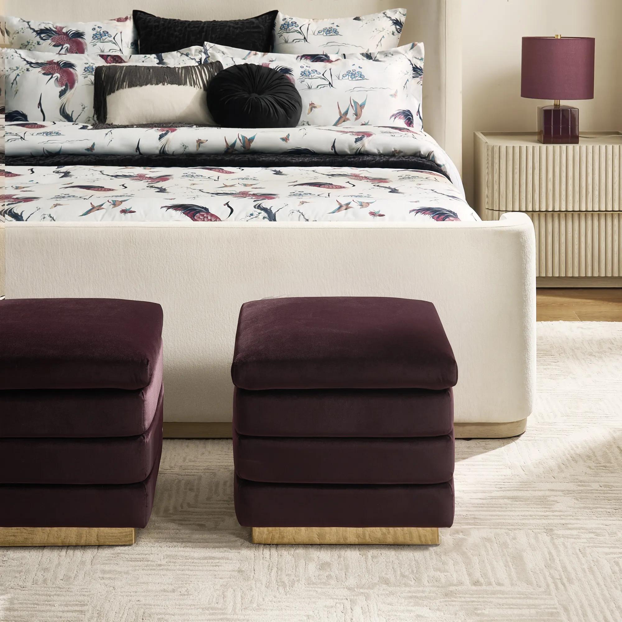 Gable Fig Chenille Storage Stool