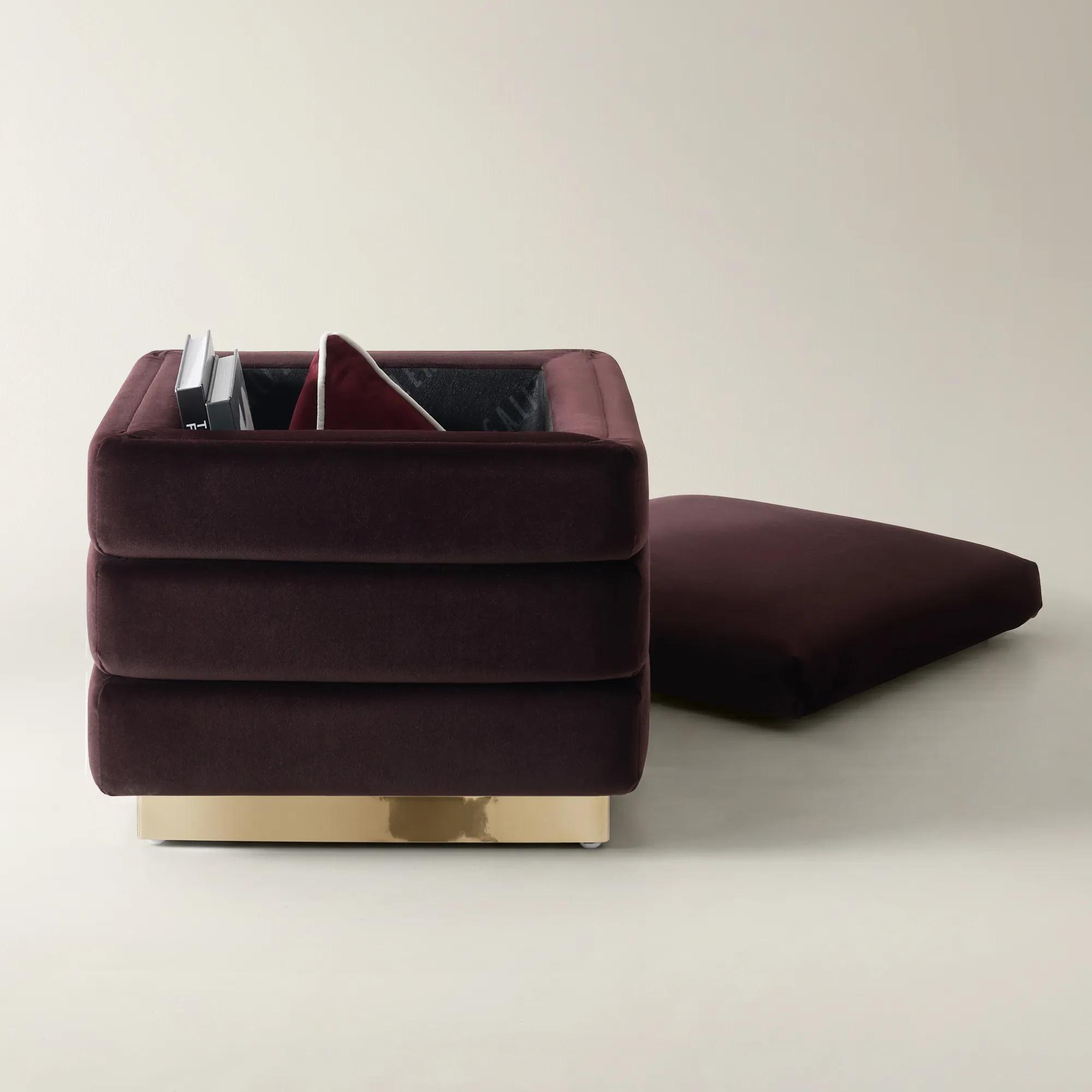 Gable Fig Chenille Storage Stool