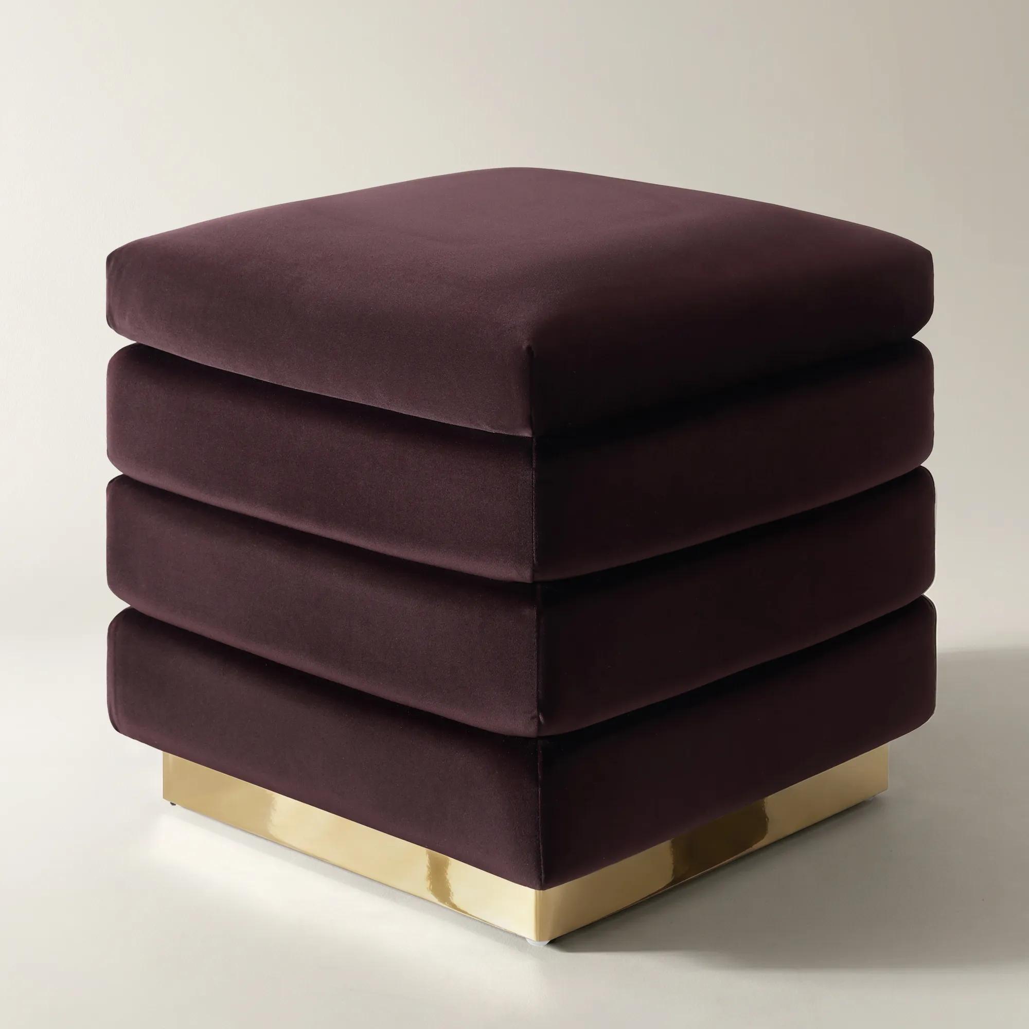 Gable Fig Chenille Storage Stool