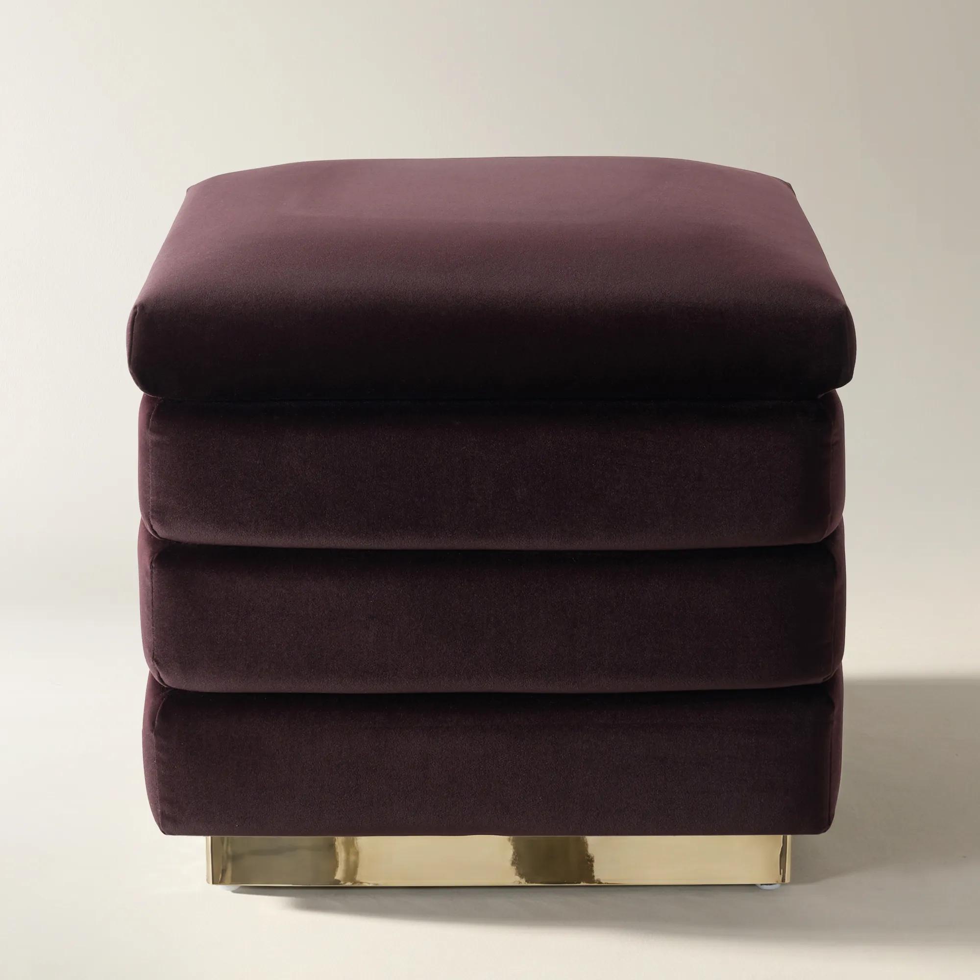 Gable Fig Chenille Storage Stool