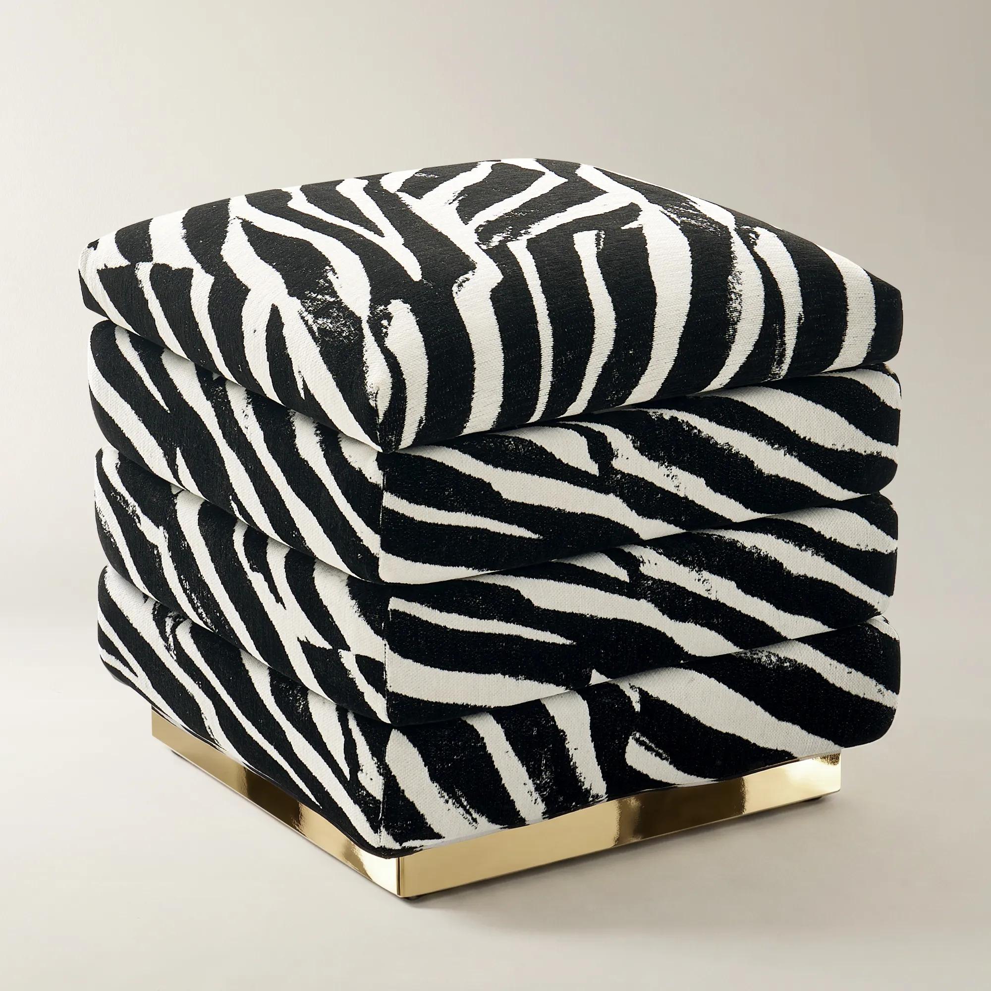 Gable White/Black Performance Chenille Stool