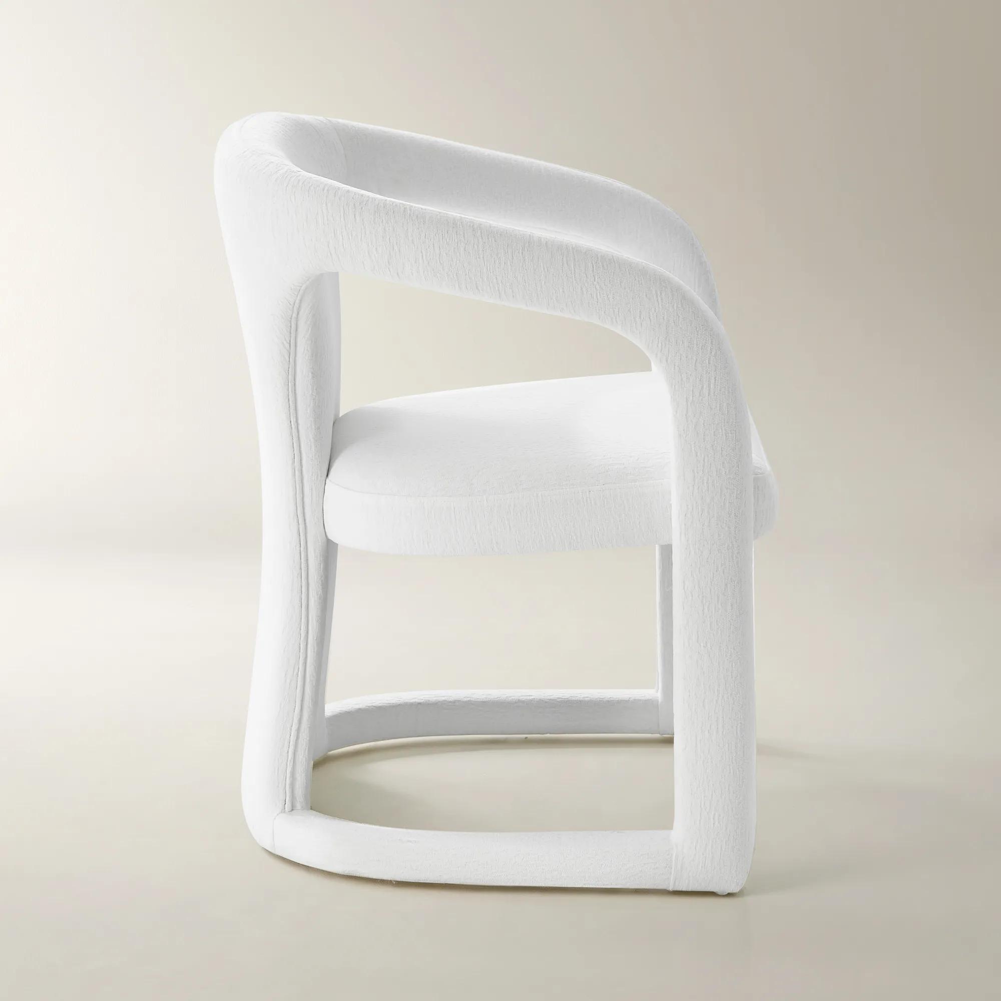 Arco White Performance Chenille Indoor/Outdoor Dining Chair