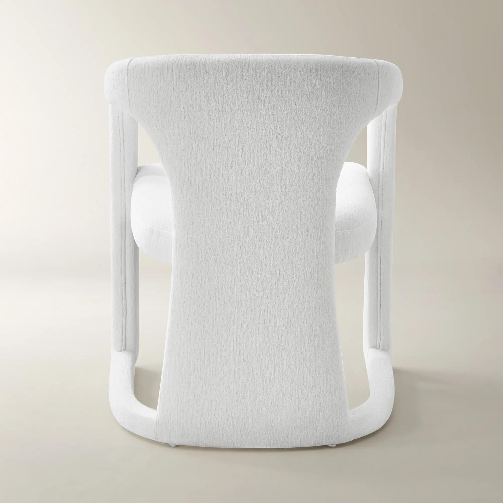 Arco White Performance Chenille Indoor/Outdoor Dining Chair