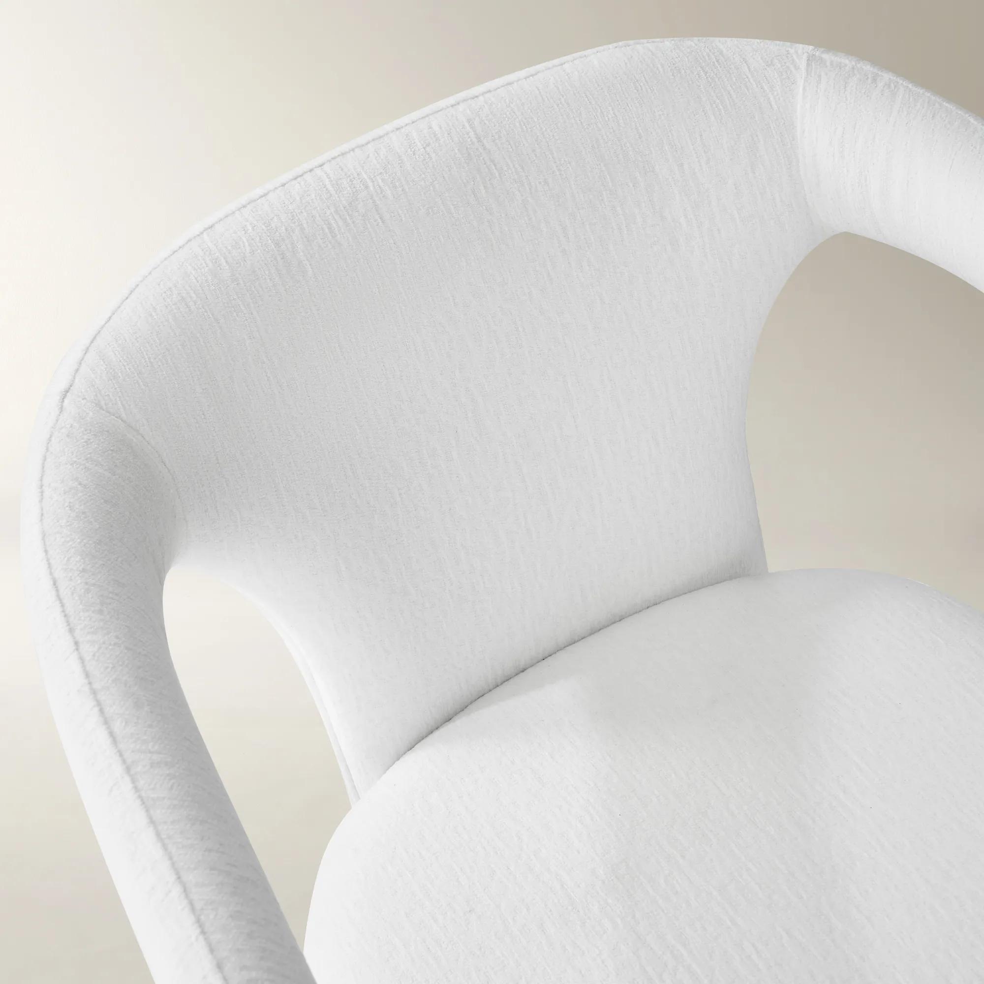 Arco White Performance Chenille Indoor/Outdoor Dining Chair