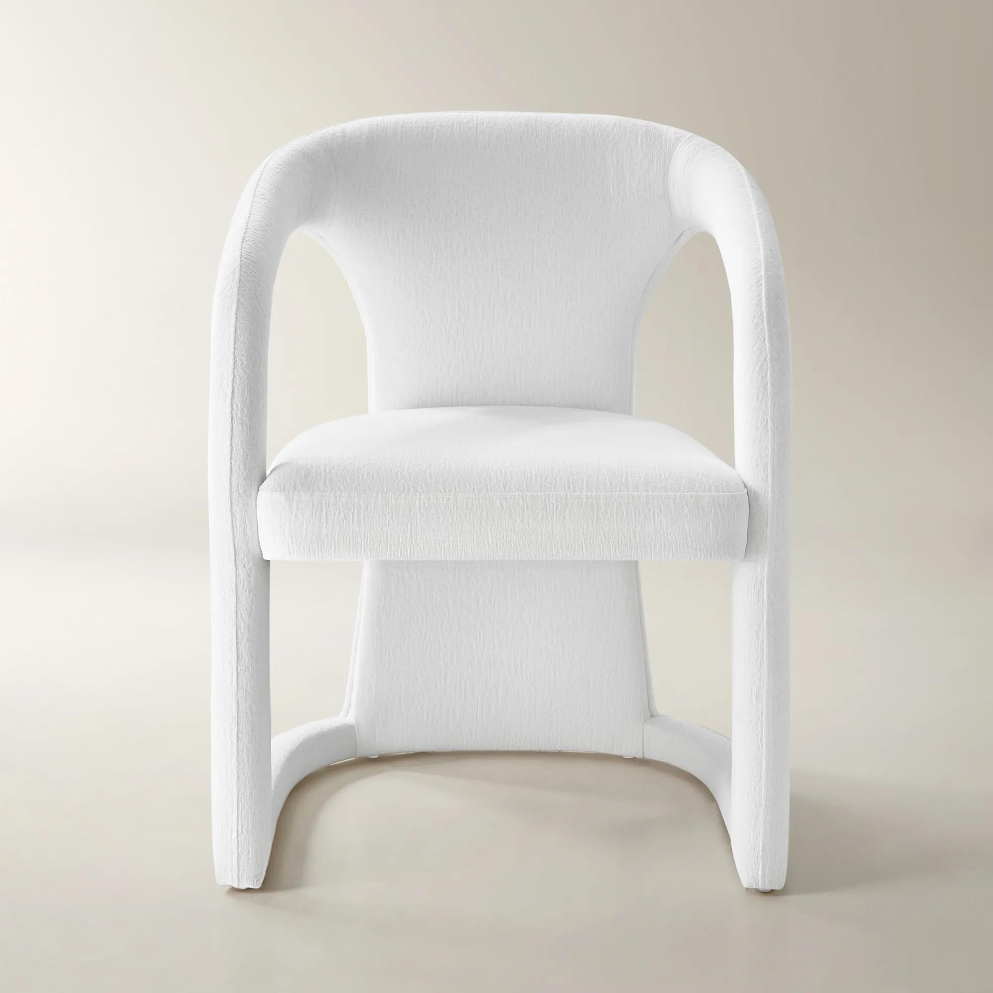Arco White Performance Chenille Indoor/Outdoor Dining Chair