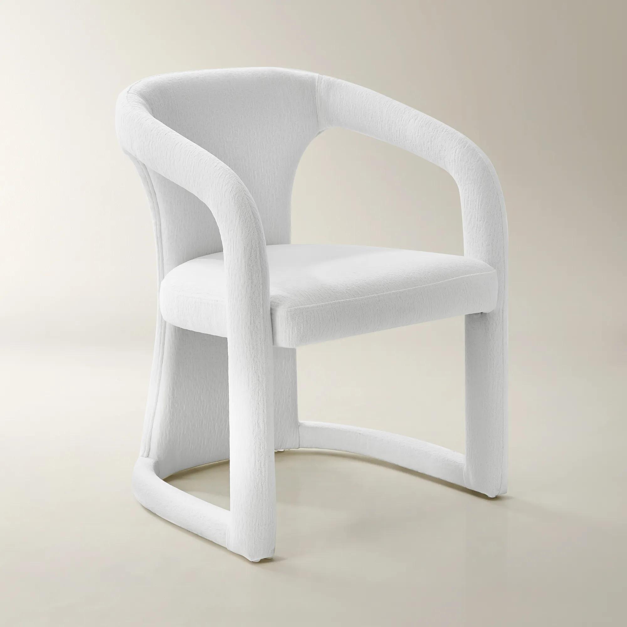 Arco White Performance Chenille Indoor/Outdoor Dining Chair