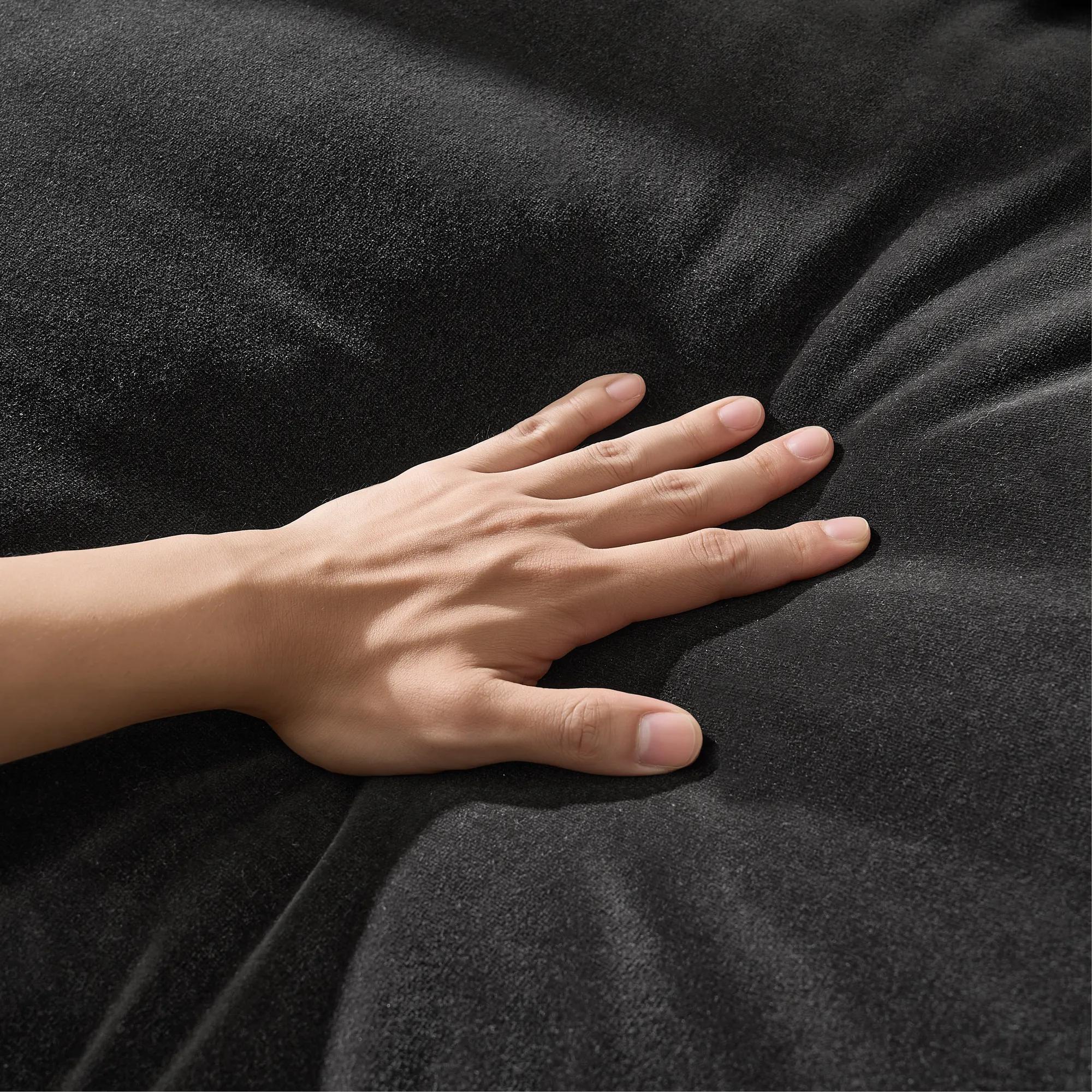 Sabrina L-Shaped Velvet  Sectional Sofa (148"-228") - Charcoal 