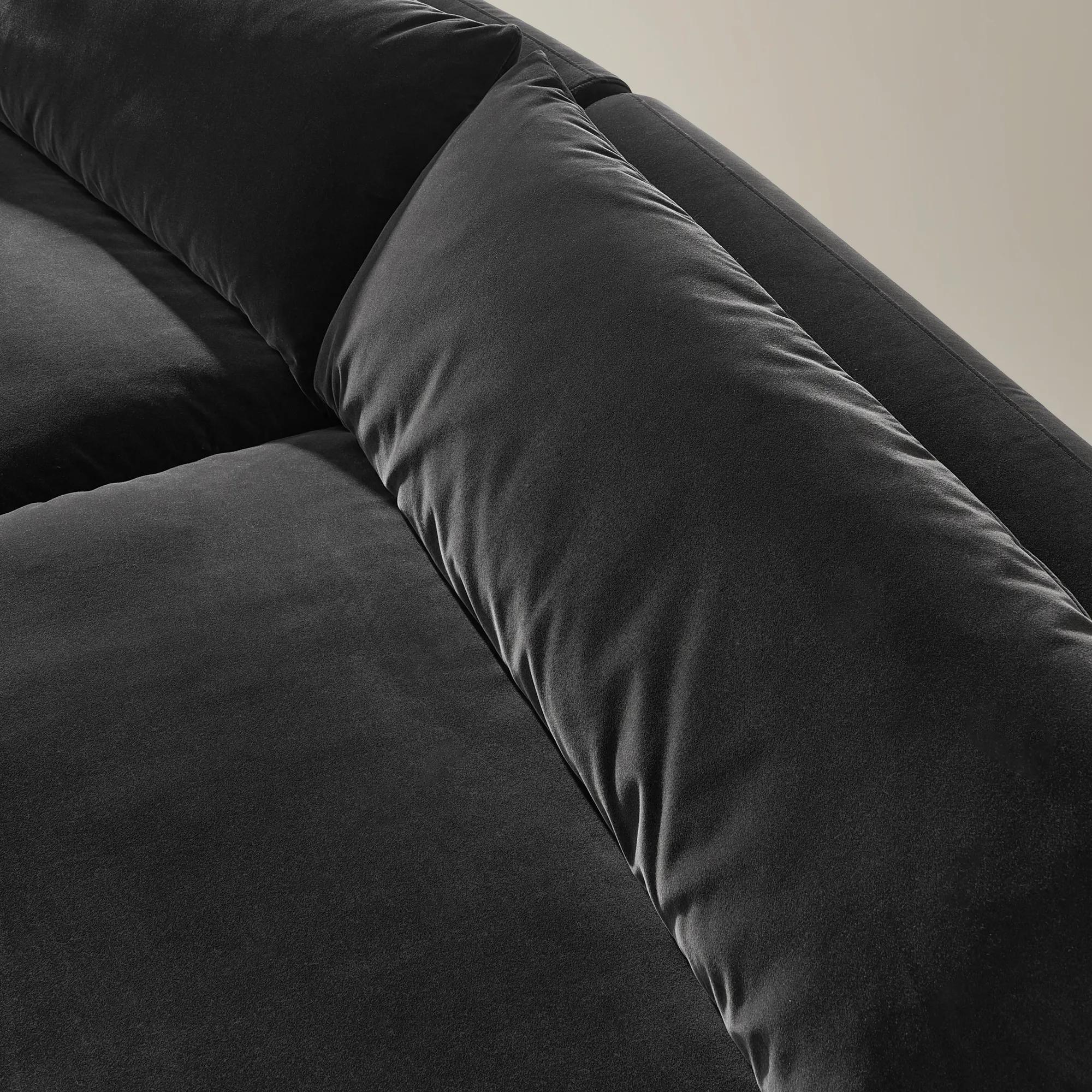 Sabrina L-Shaped Velvet  Sectional Sofa (148"-228") - Charcoal 
