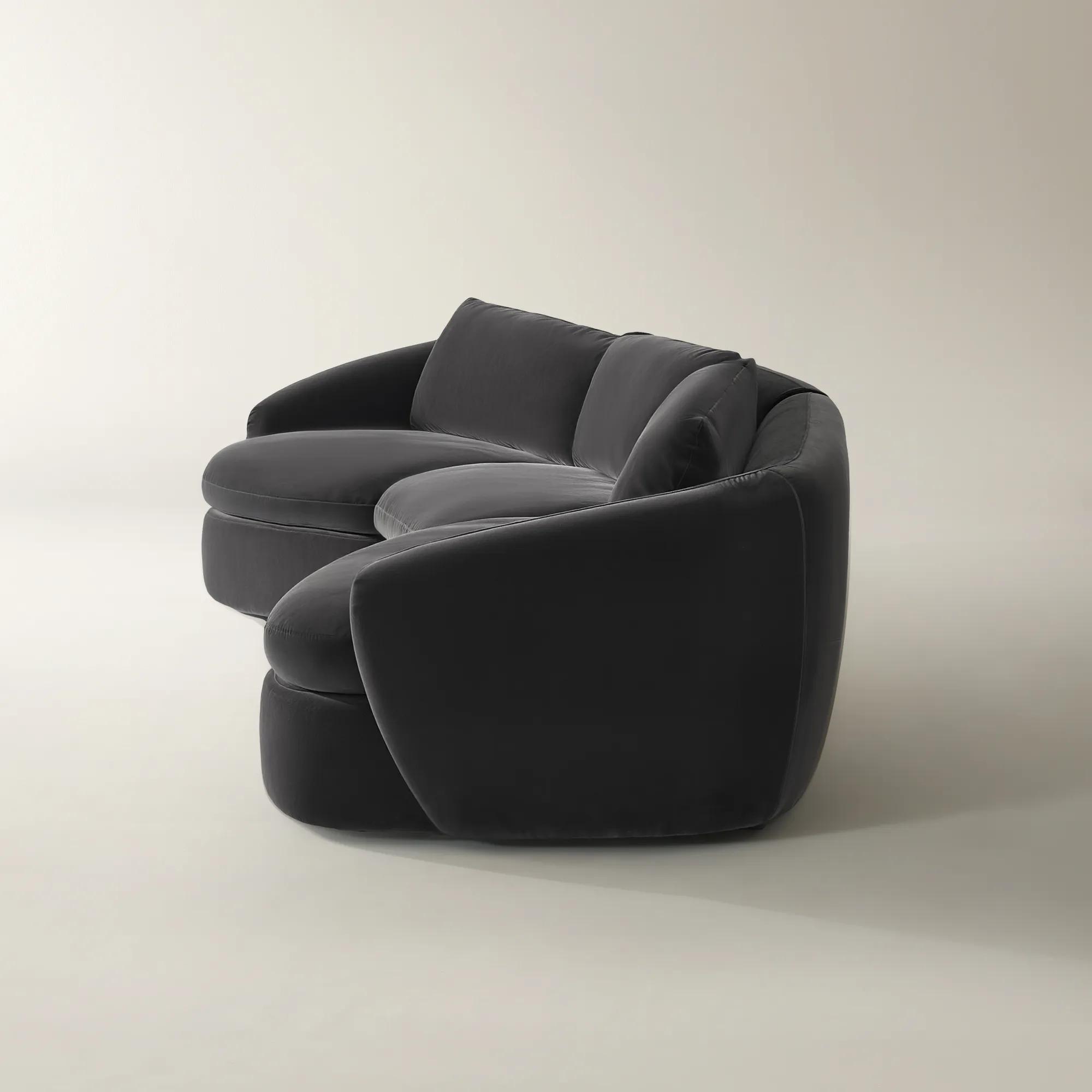 Sabrina L-Shaped Velvet  Sectional Sofa (148"-228") - Charcoal 