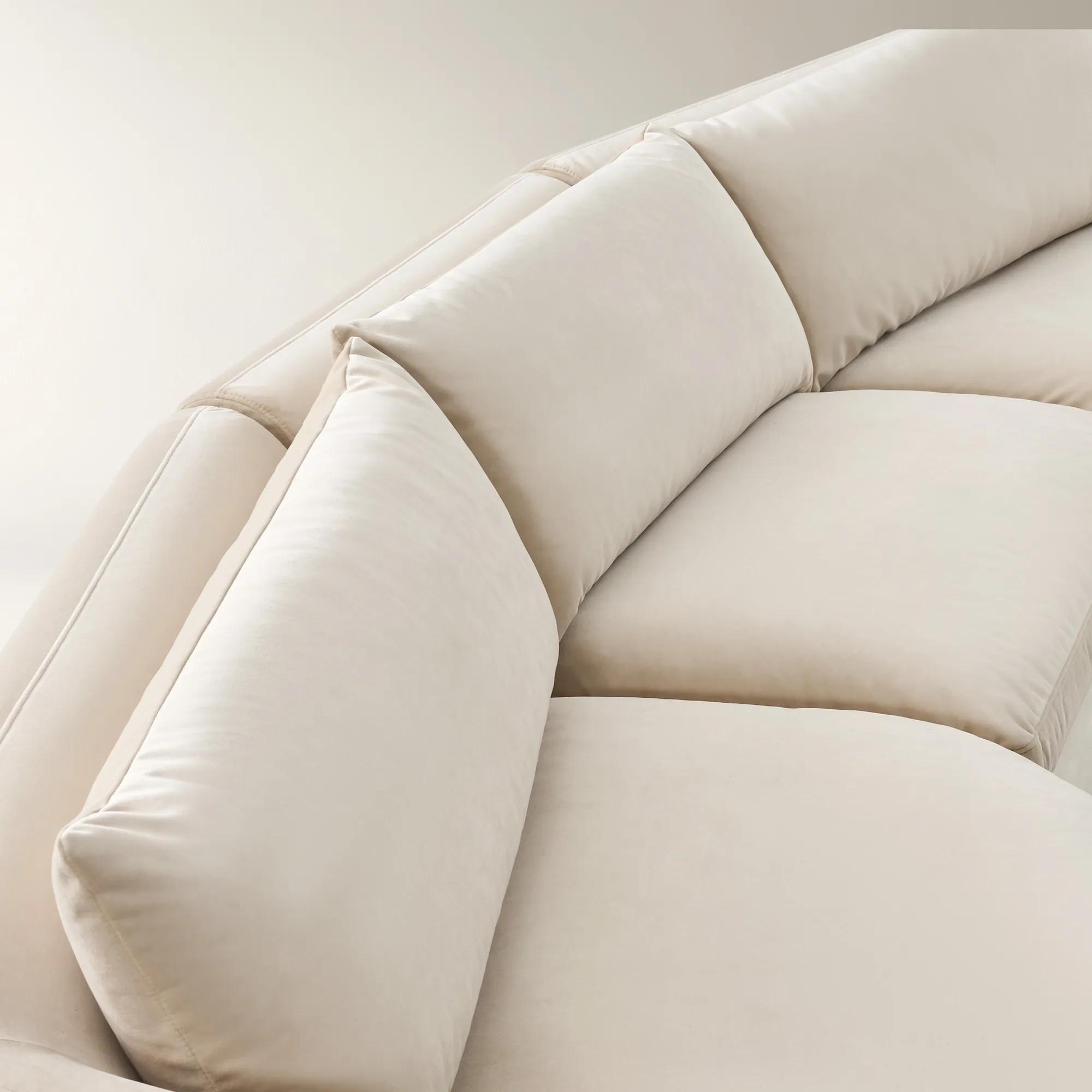 Sabrina L-Shaped Velvet  Sectional Sofa (148"-228") - Oatmeal