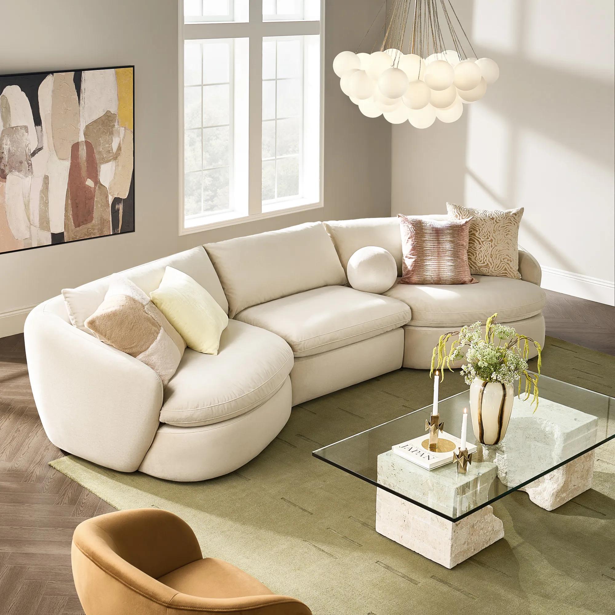 Sabrina Velvet  Sofa (158") - Oatmeal 