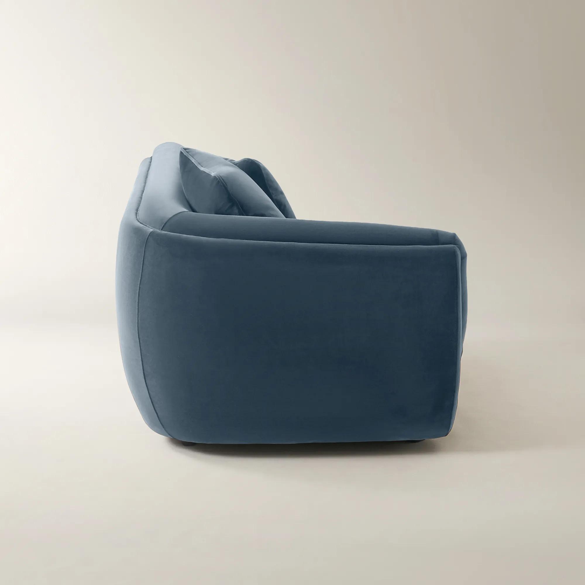 Curvia Dusty Blue Velvet Grand Left-Arm Chair