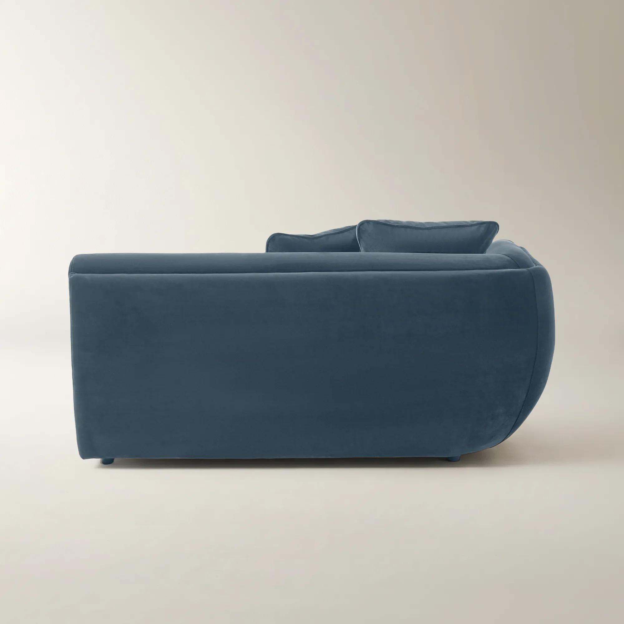 Curvia Dusty Blue Velvet Grand Left-Arm Chair
