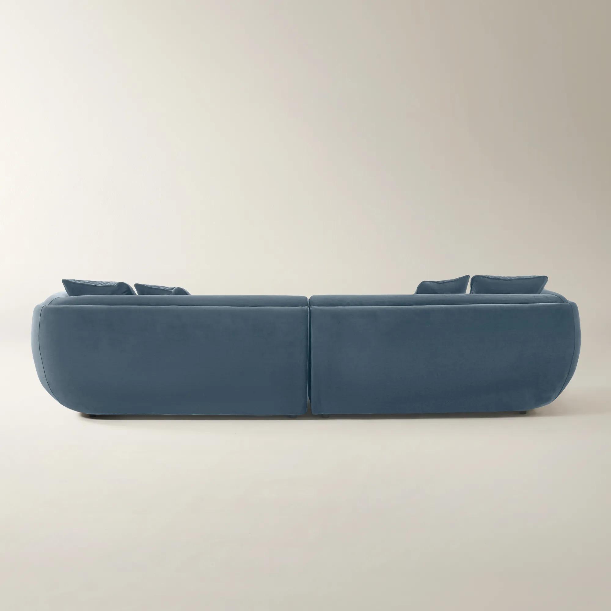 Curvia 2-Piece Dusty Blue Velvet Grand Sectional Sofa
