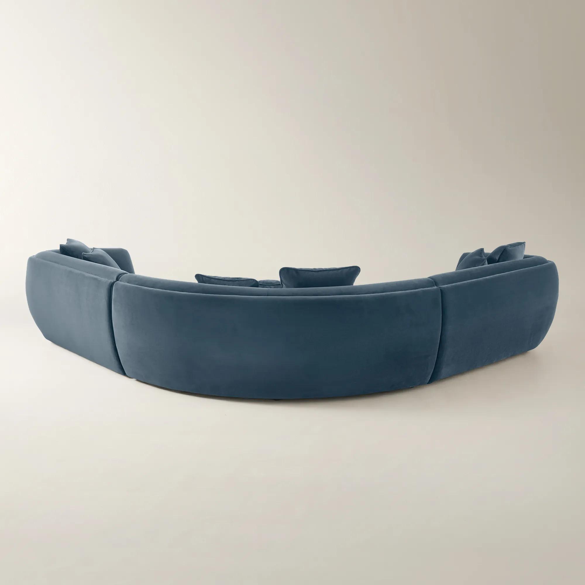Curvia 3-Piece Dusty Blue Velvet Sectional Sofa