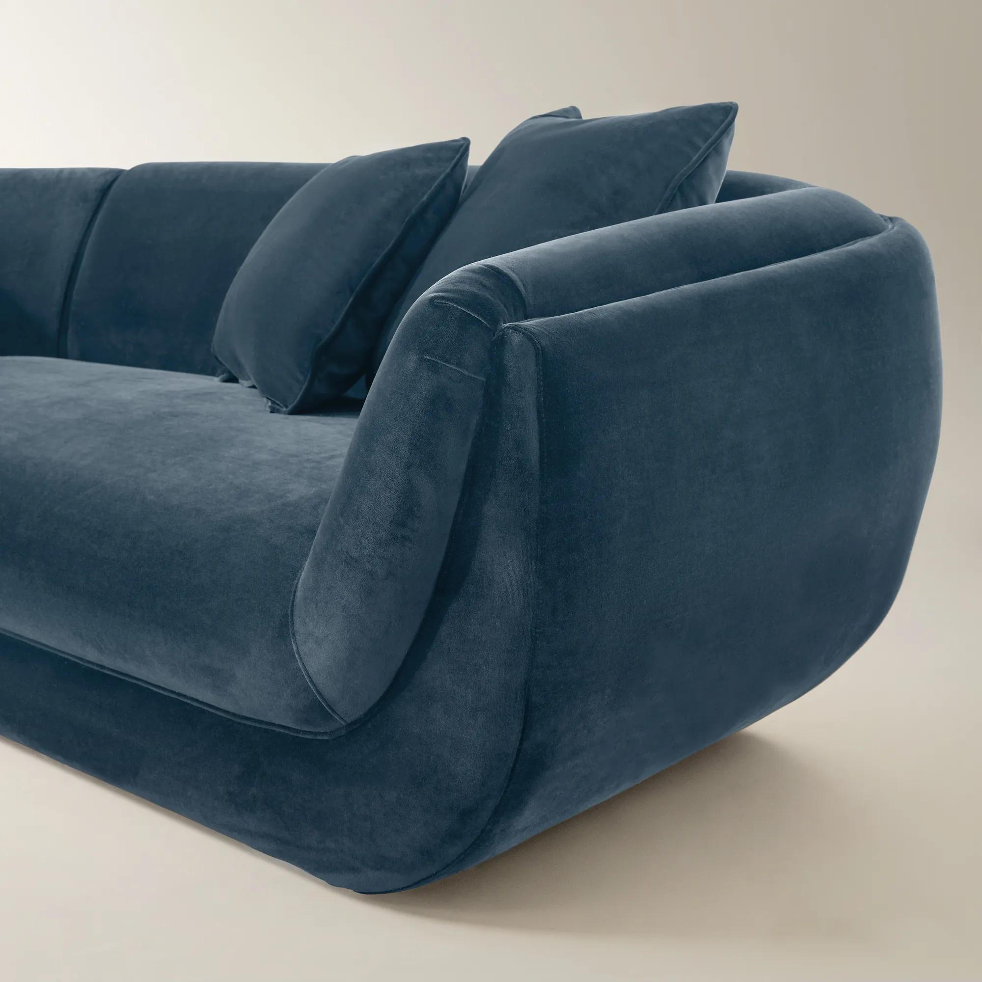 Curvia 3-Piece Dusty Blue Velvet Sectional Sofa