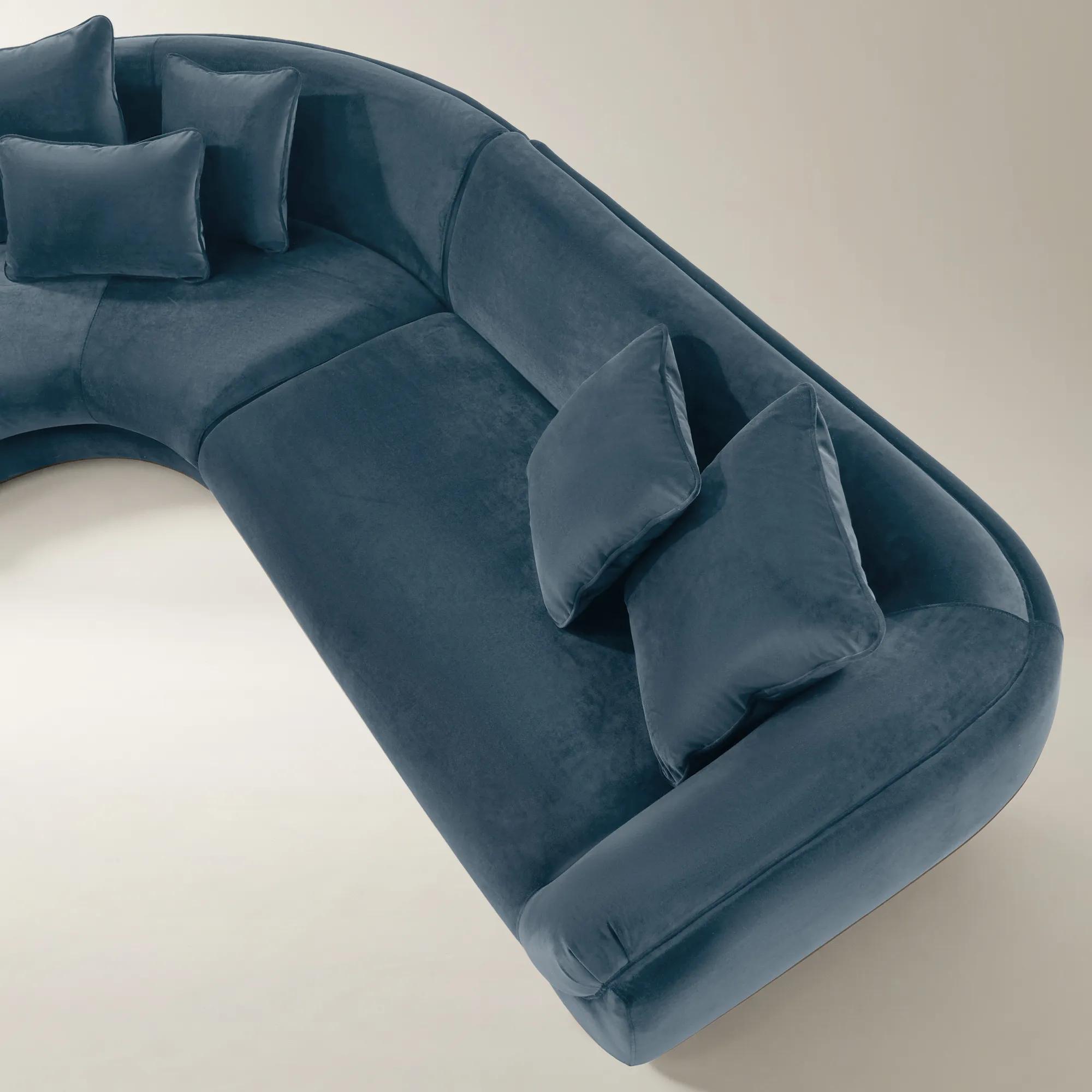 Curvia 3-Piece Dusty Blue Velvet Sectional Sofa