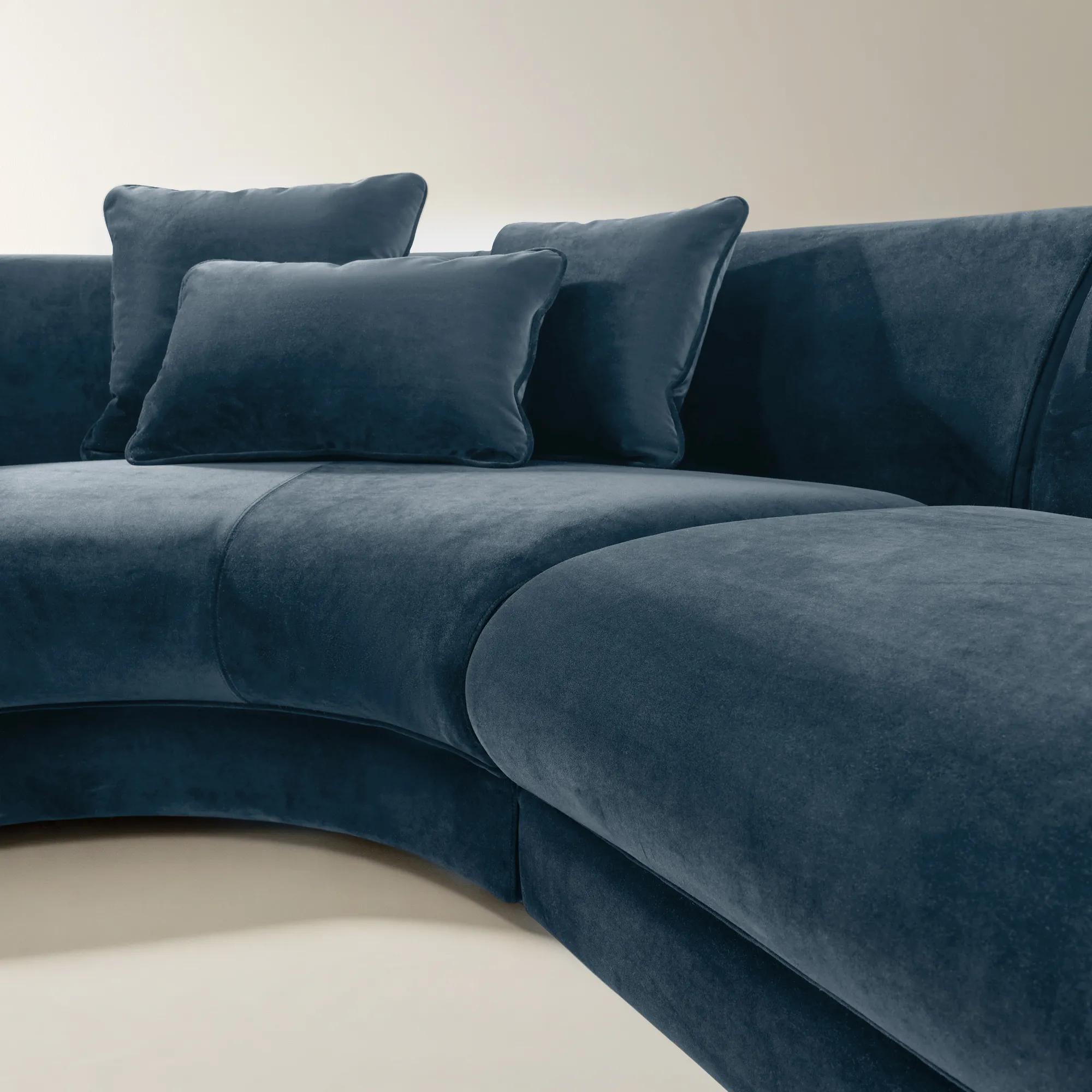 Curvia 3-Piece Dusty Blue Velvet Sectional Sofa