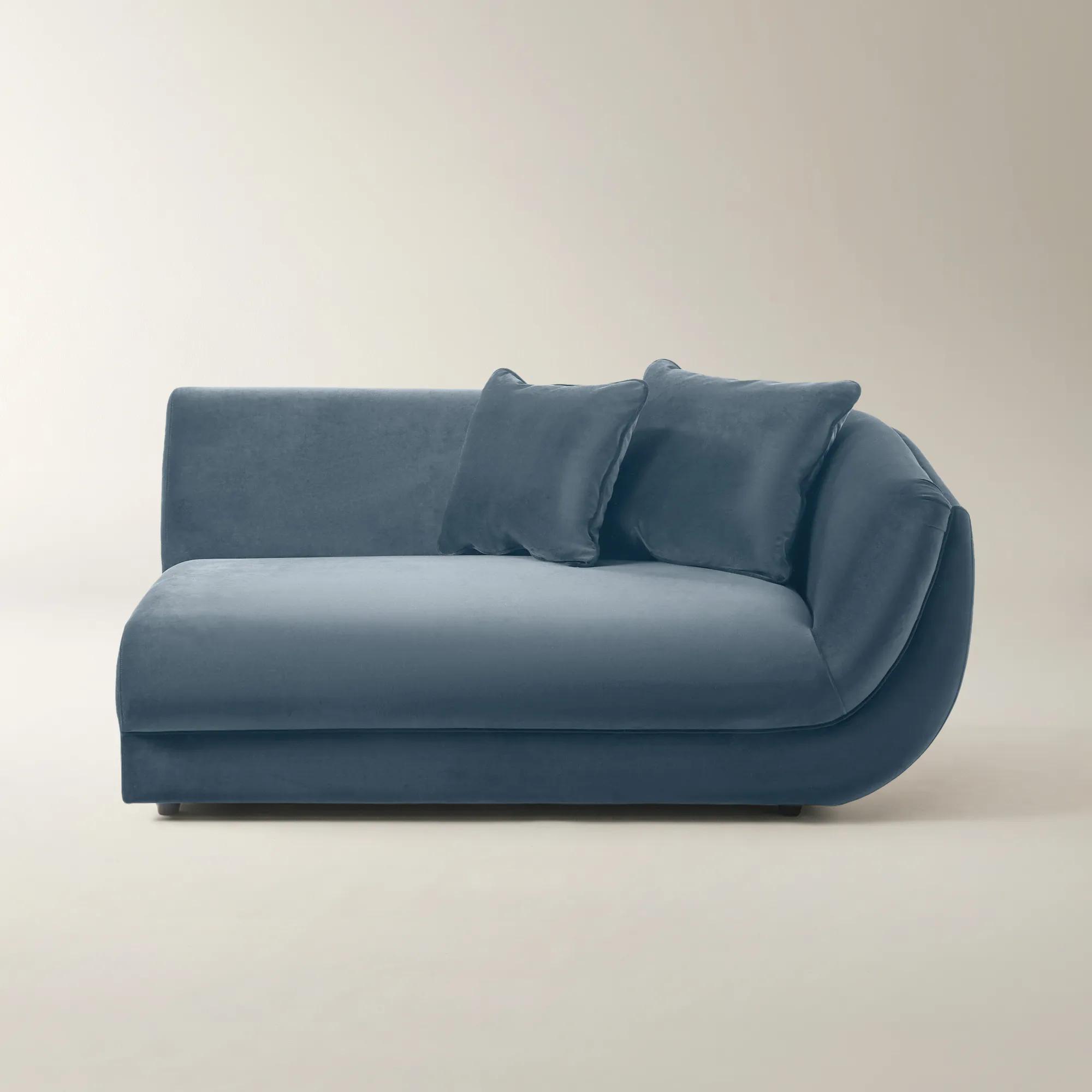 Curvia Dusty Blue Velvet Grand Right-Arm Chair