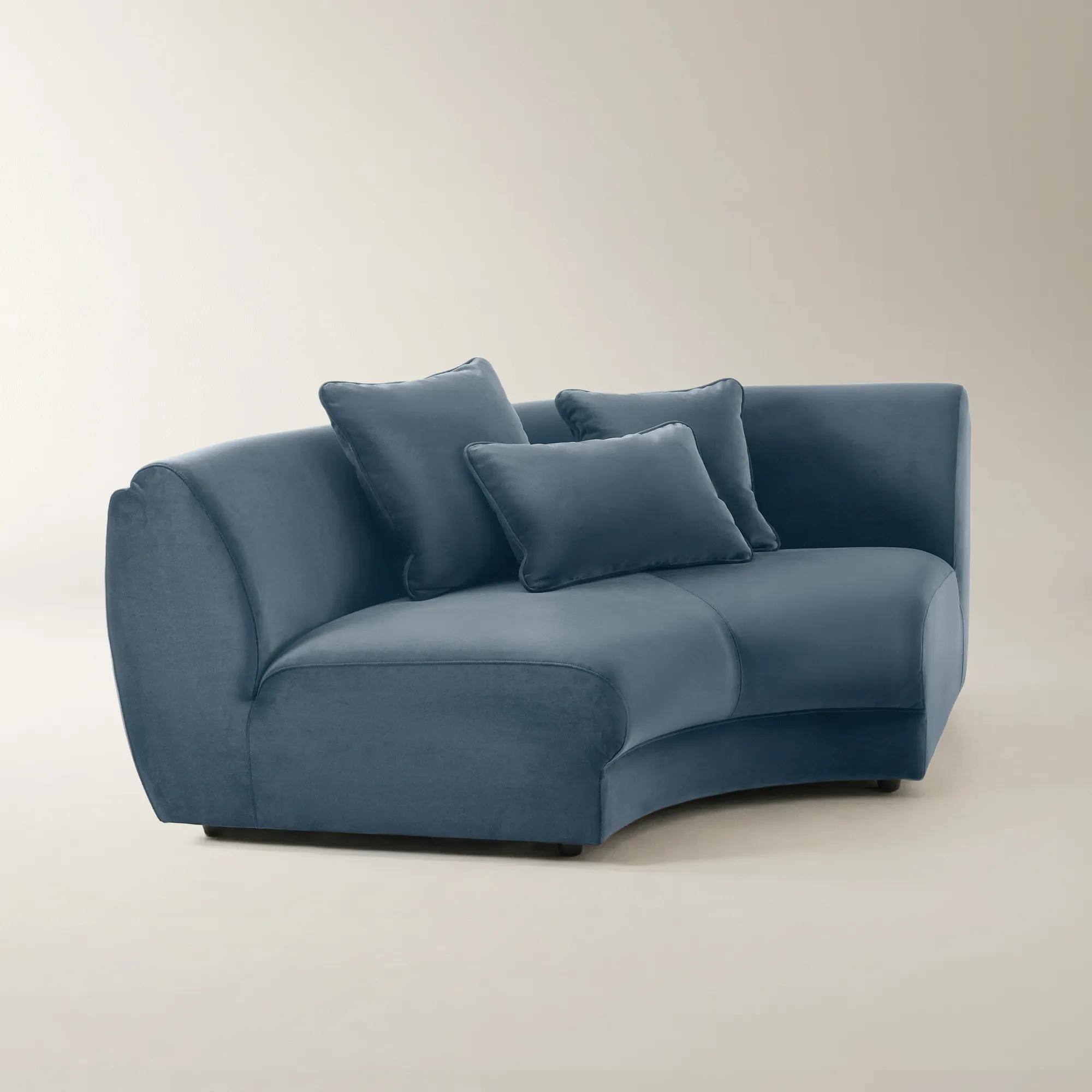 Curvia Dusty Blue Velvet Corner Chair