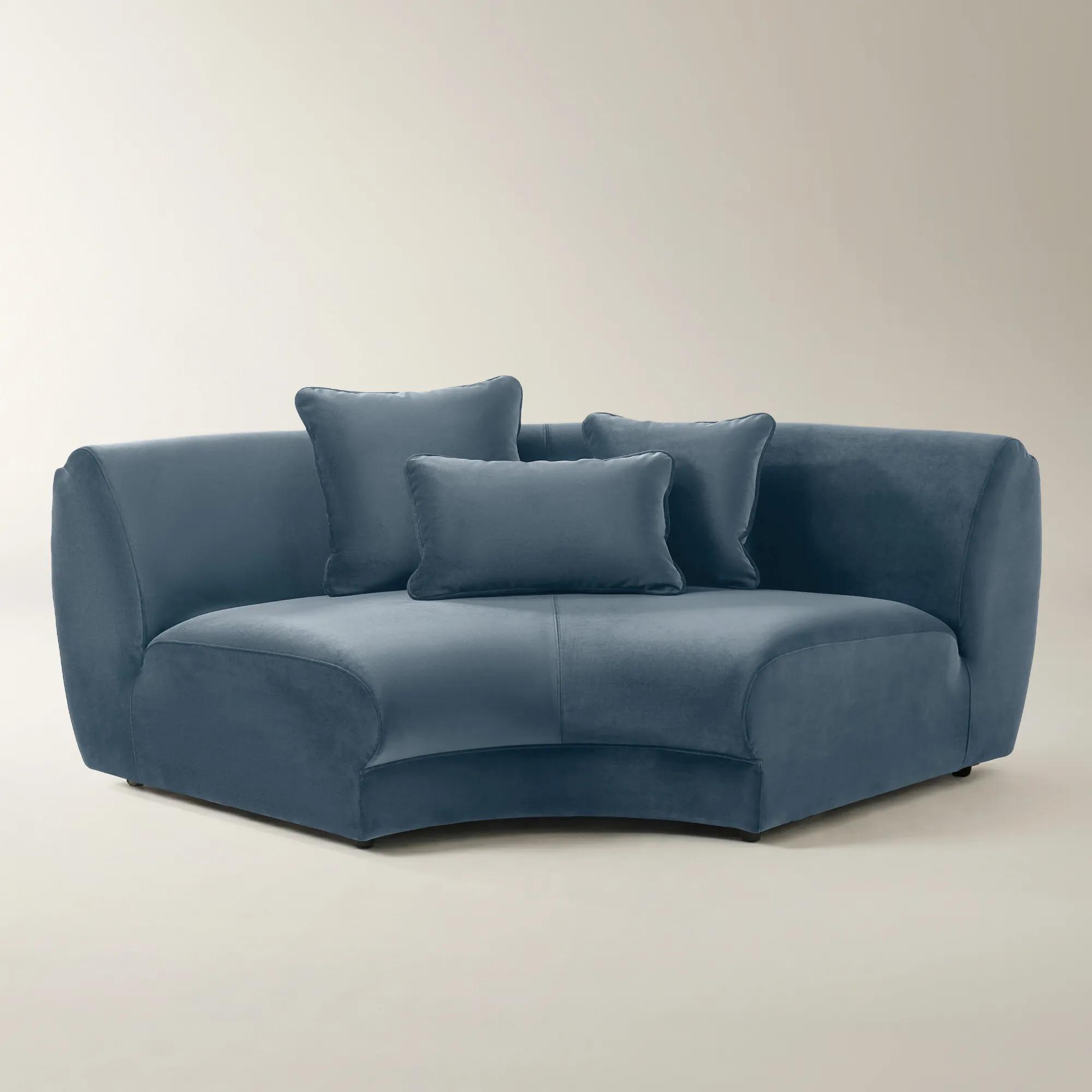 Curvia Dusty Blue Velvet Corner Chair