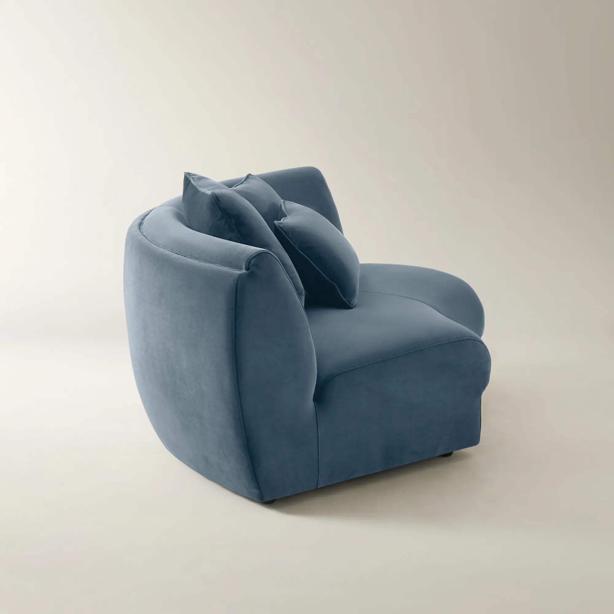 Curvia Dusty Blue Velvet Corner Chair