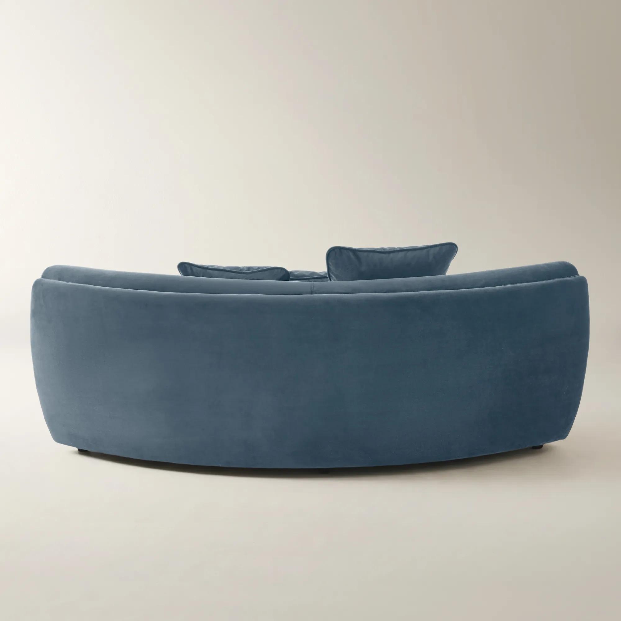 Curvia Dusty Blue Velvet Corner Chair