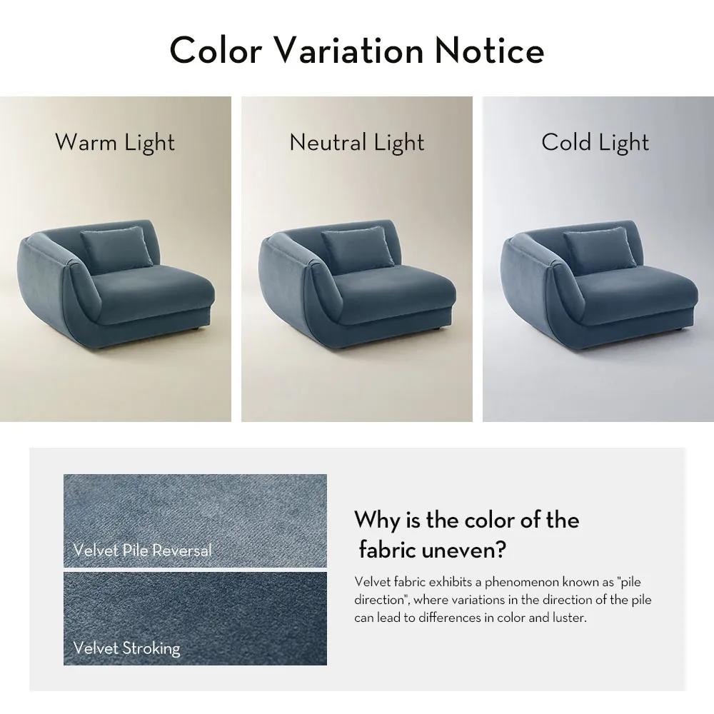 Curvia Dusty Blue Velvet Left-Arm Chair