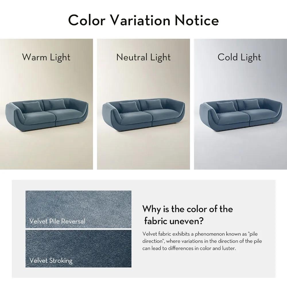 Curvia 2-Piece Dusty Blue Velvet Sectional Sofa