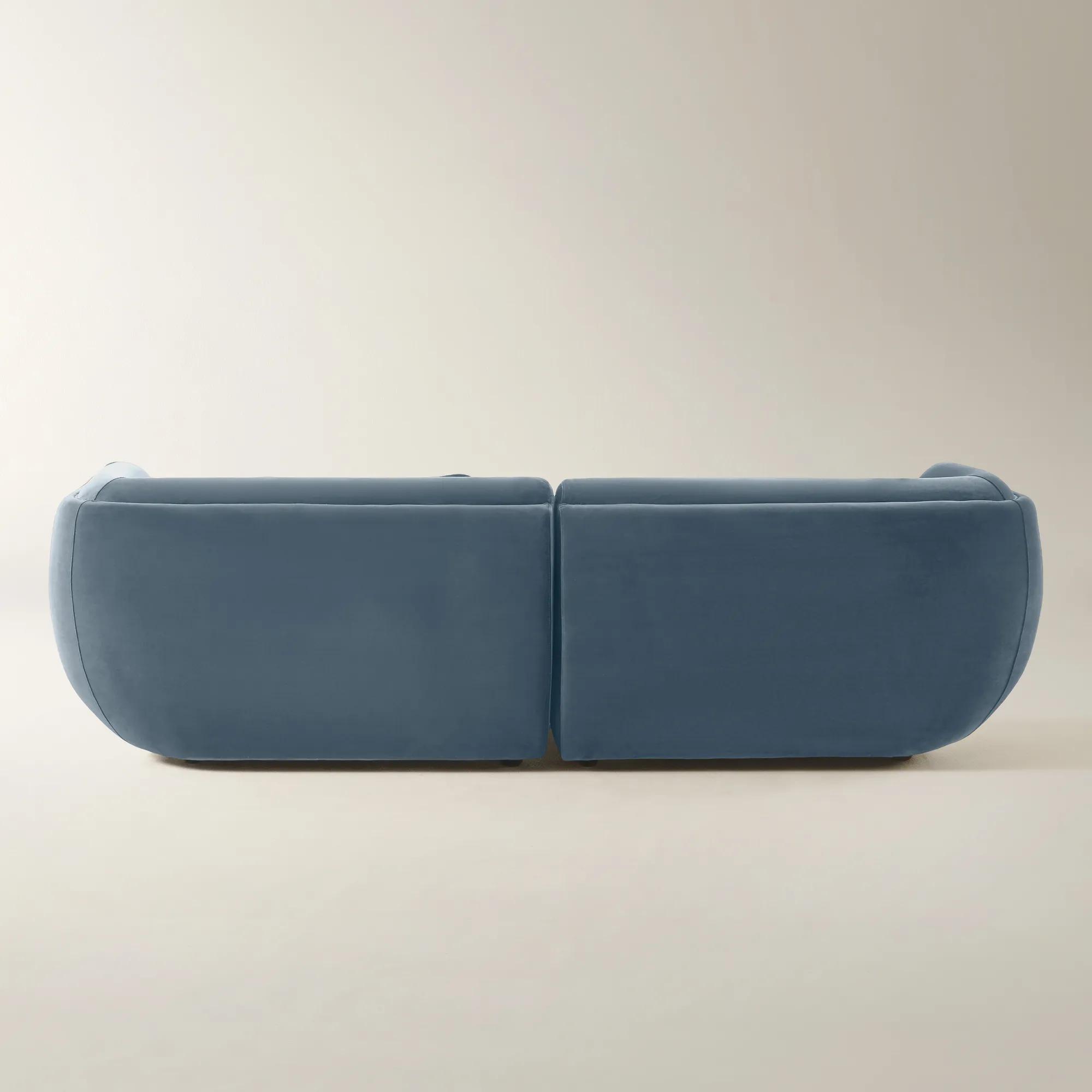 Curvia 2-Piece Dusty Blue Velvet Sectional Sofa