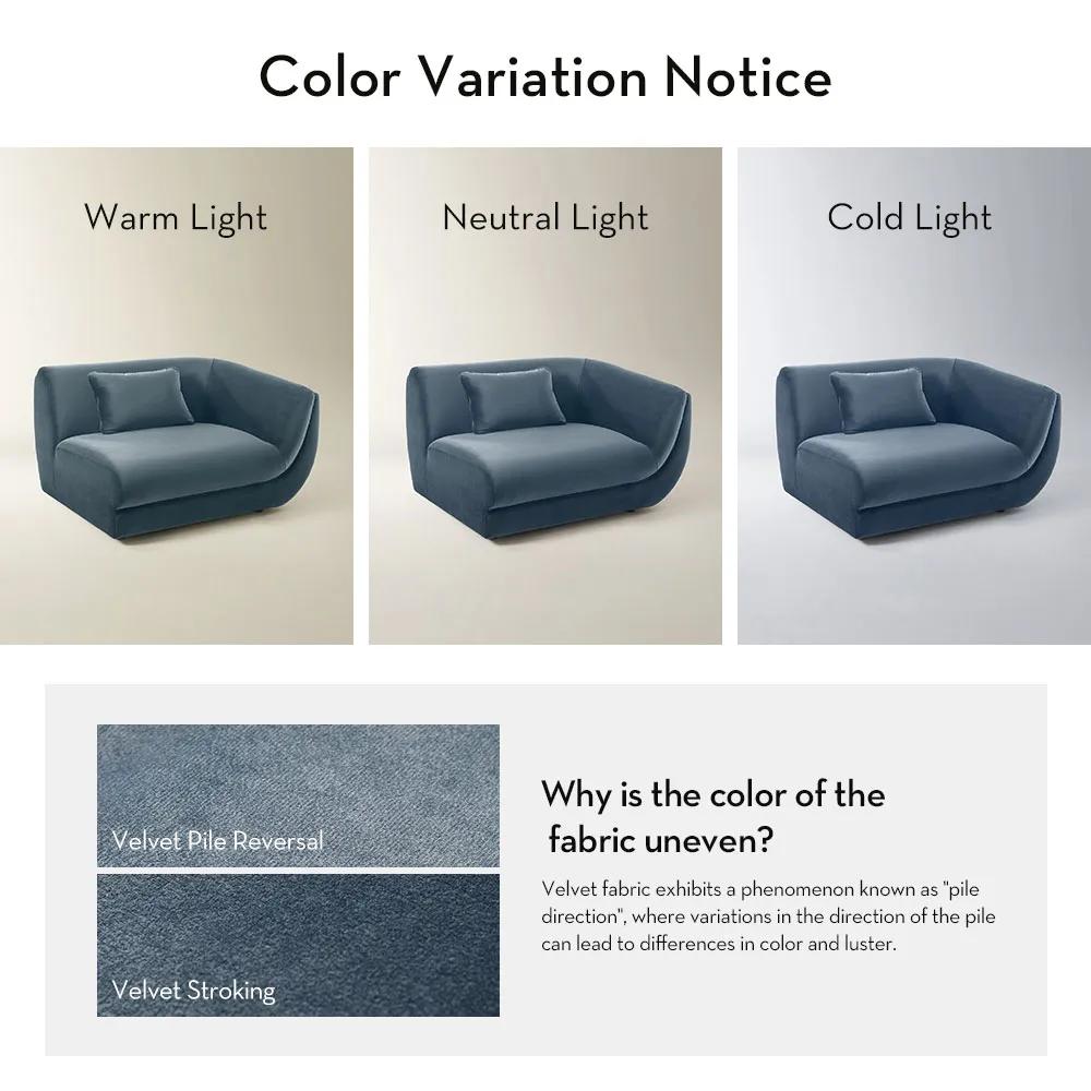 Curvia Dusty Blue Velvet Right-Arm Chair